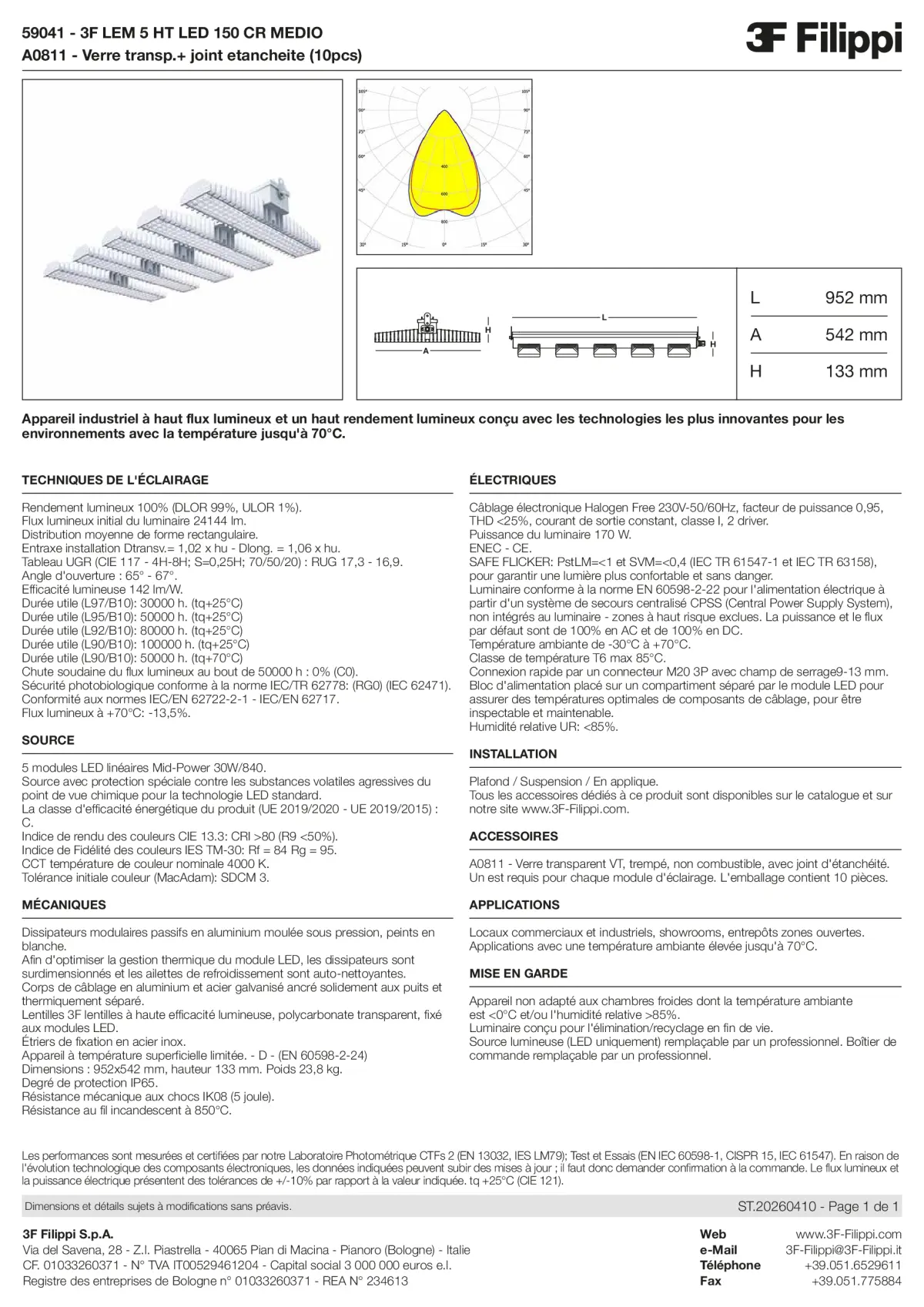 59041+A0811 - 3F LEM 5 HT LED 150 CR MEDIO + VT - Datasheet - fr