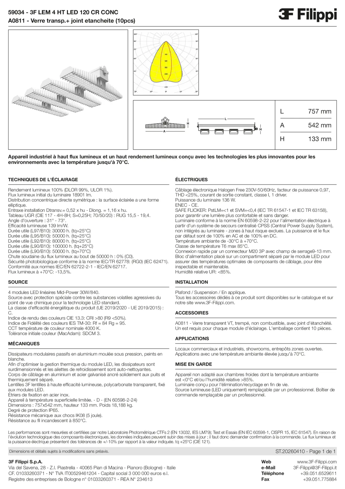 59034+A0811 - 3F LEM 4 HT LED 120 CR CONC + VT - Datasheet - fr