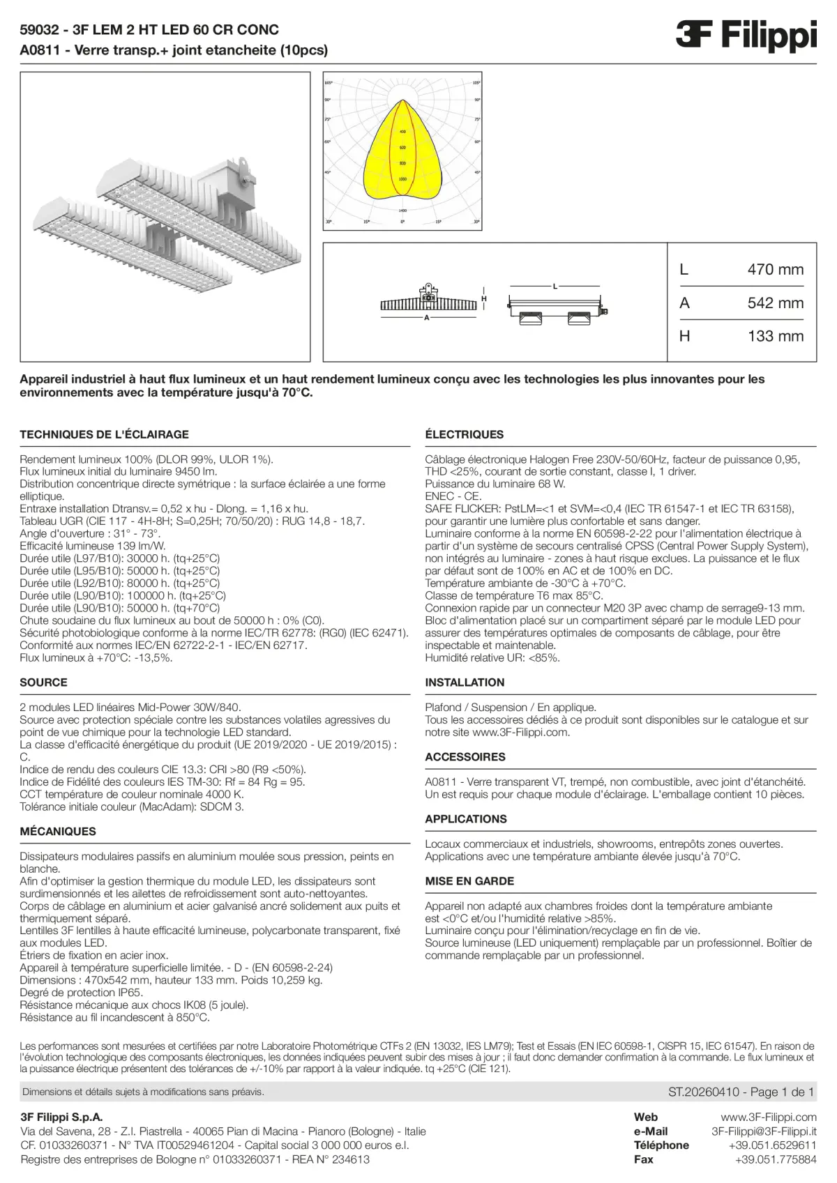 59032+A0811 - 3F LEM 2 HT LED 60 CR CONC + VT - Datasheet - fr