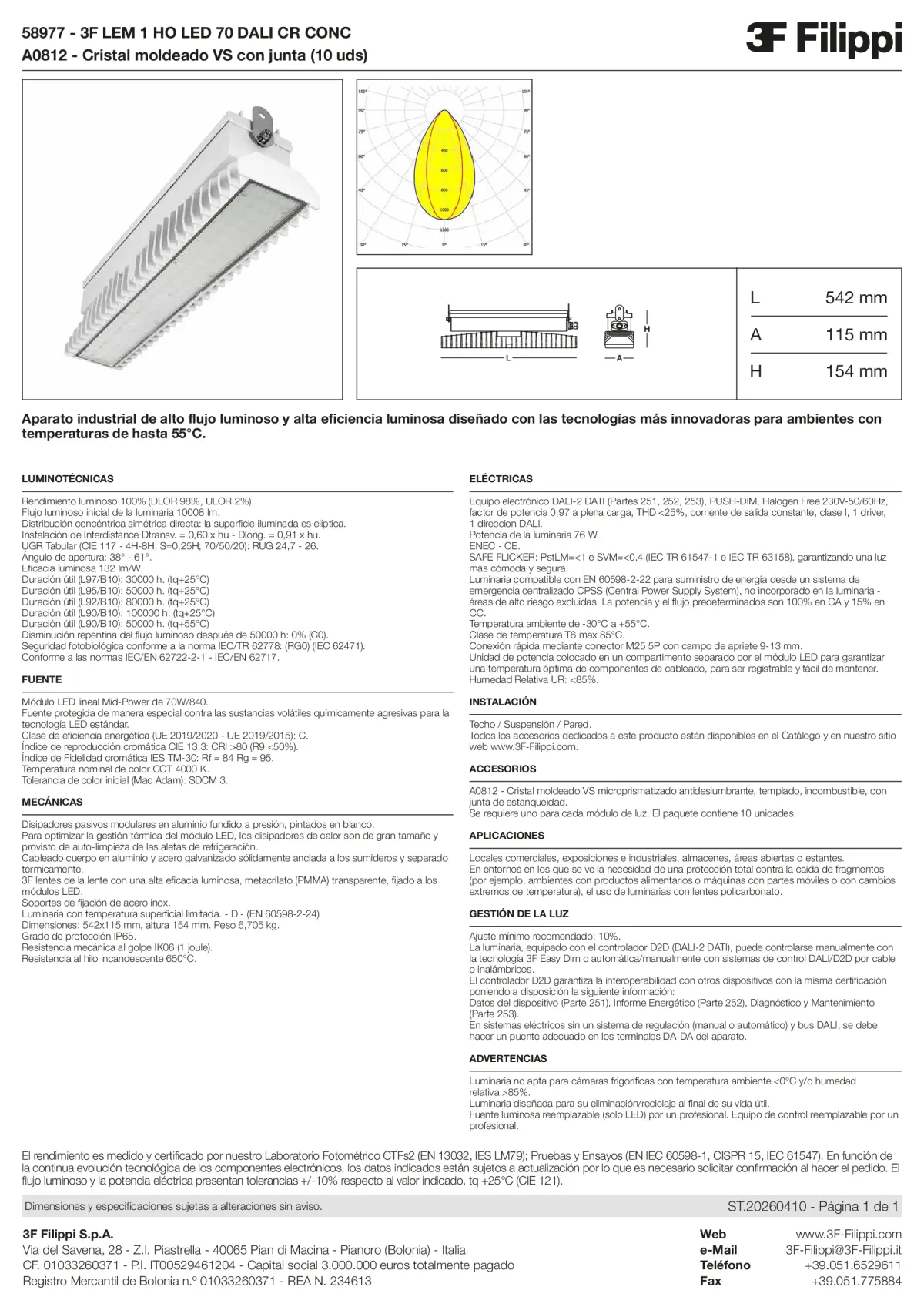 58977+A0812 - 3F LEM 1 HO LED 70 DALI CR CONC + VS - Datasheet - es
