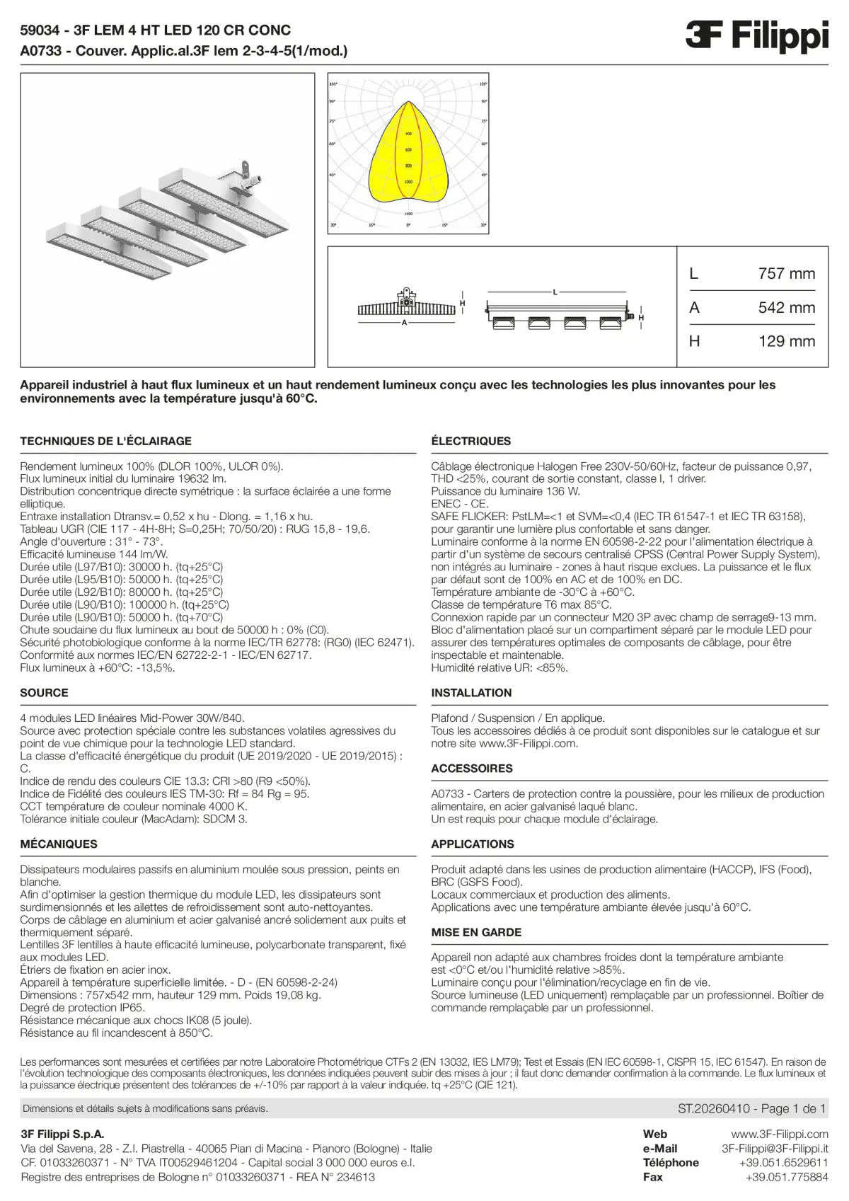 59034+A0733 - 3F LEM 4 HT LED 120 CR CONC + FOOD - Datasheet - fr