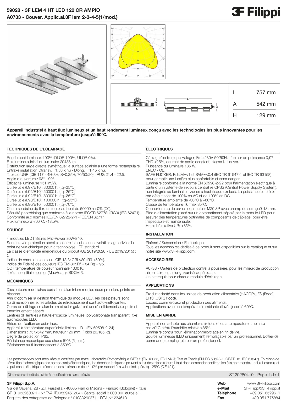 59028+A0733 - 3F LEM 4 HT LED 120 CR AMPIO + FOOD - Datasheet - fr