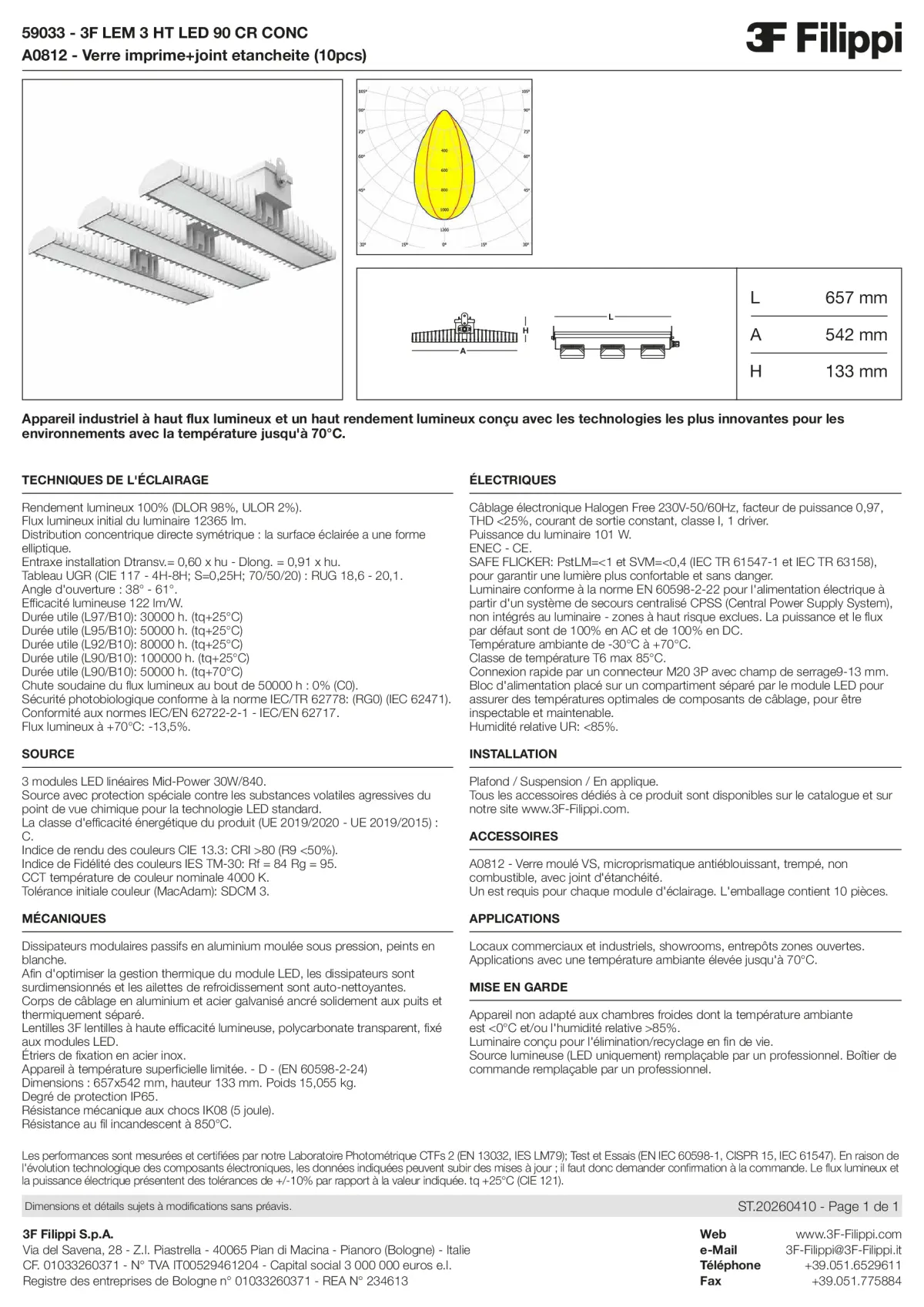 59033+A0812 - 3F LEM 3 HT LED 90 CR CONC + VS - Datasheet - fr