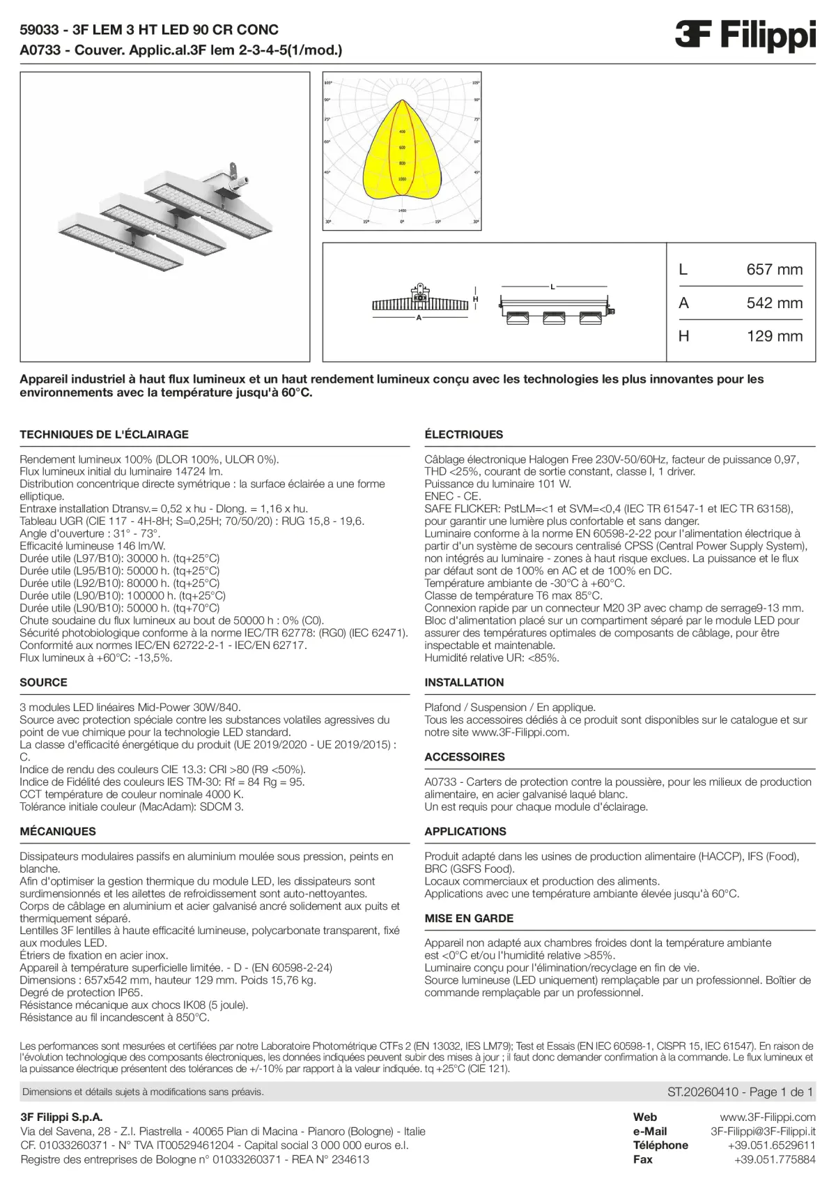 59033+A0733 - 3F LEM 3 HT LED 90 CR CONC + FOOD - Datasheet - fr