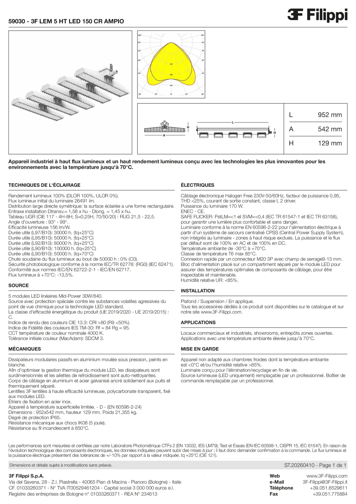 59030 - 3F LEM 5 HT LED 150 CR AMPIO - Datasheet - fr