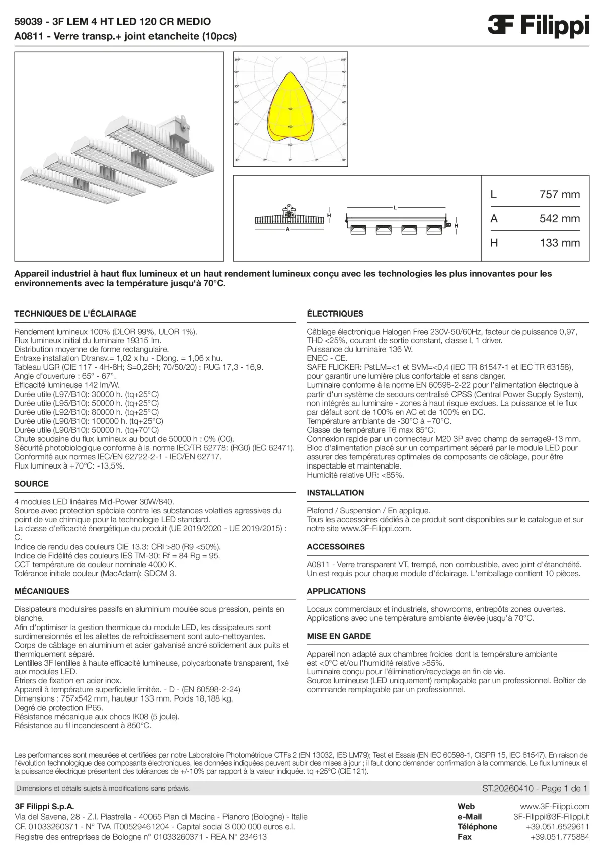 59039+A0811 - 3F LEM 4 HT LED 120 CR MEDIO + VT - Datasheet - fr