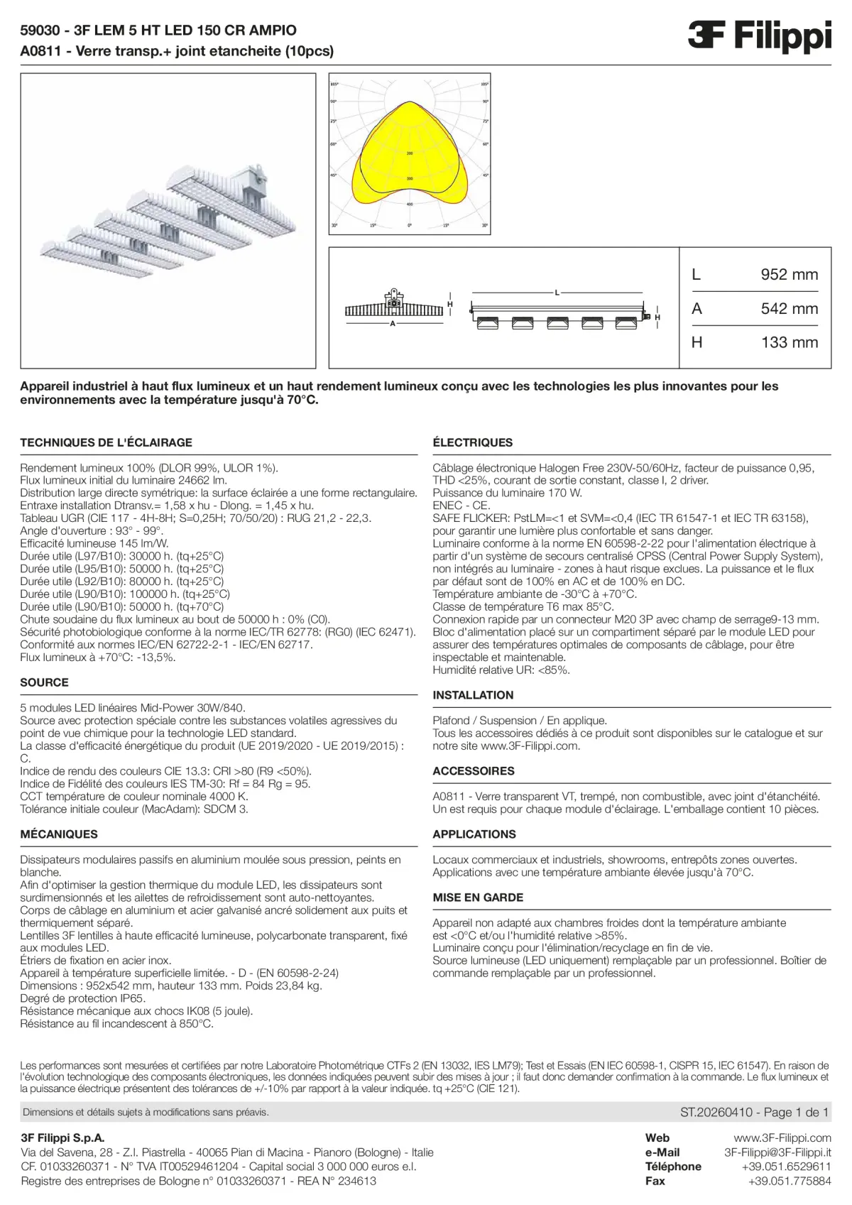 59030+A0811 - 3F LEM 5 HT LED 150 CR AMPIO + VT - Datasheet - fr