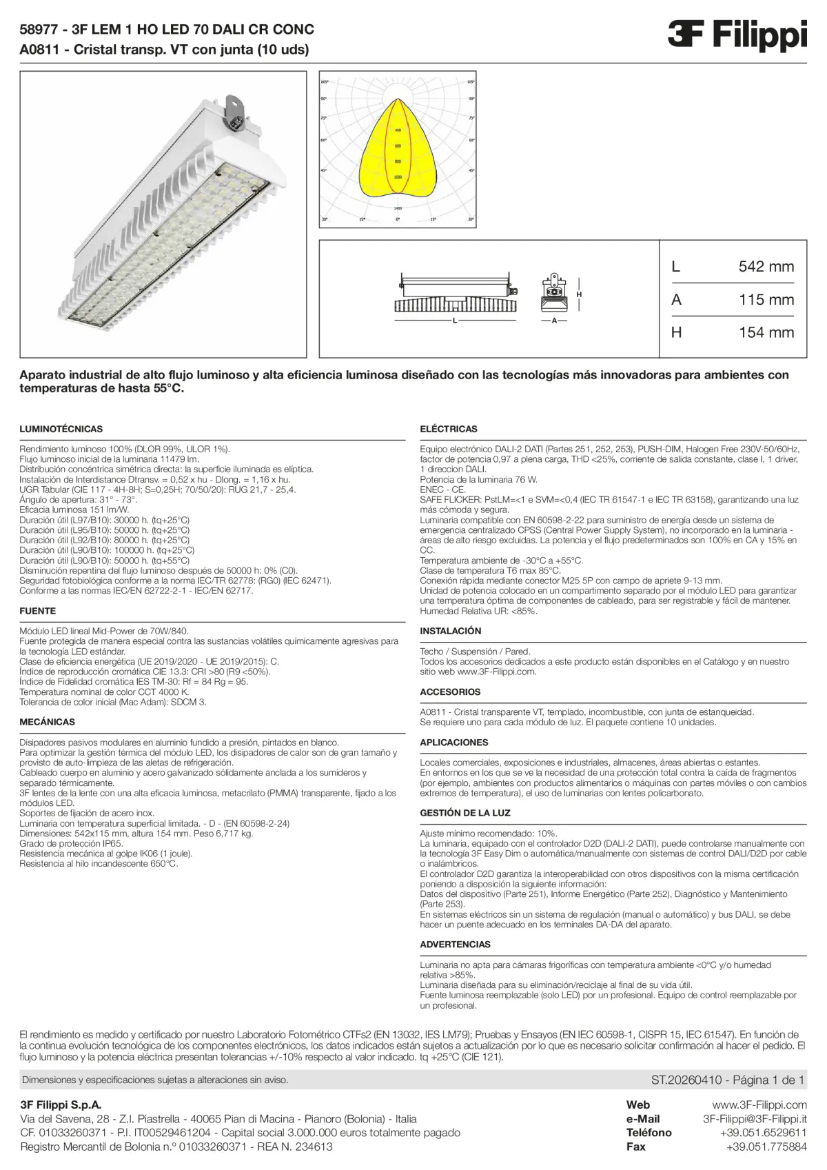 58977+A0811 - 3F LEM 1 HO LED 70 DALI CR CONC + VT - Datasheet - es