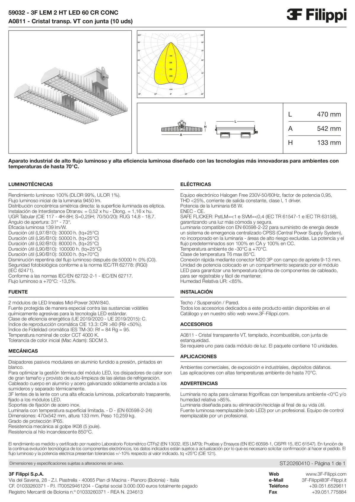 59032+A0811 - 3F LEM 2 HT LED 60 CR CONC + VT - Datasheet - es