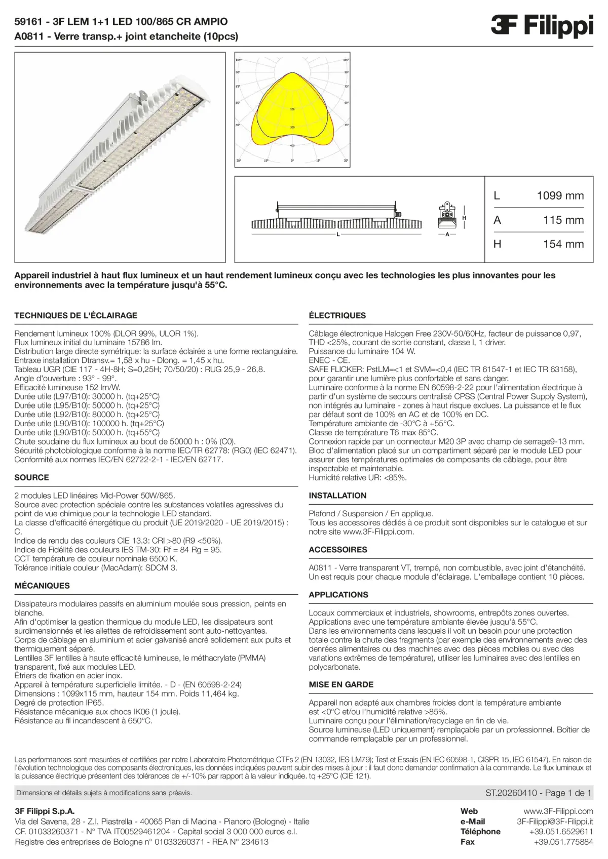 59161+A0811 - 3F LEM 1+1 LED 100-865 CR AMPIO + VT - Datasheet - fr