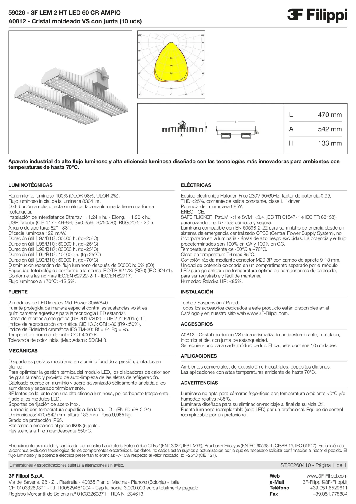 59026+A0812 - 3F LEM 2 HT LED 60 CR AMPIO + VS - Datasheet - es