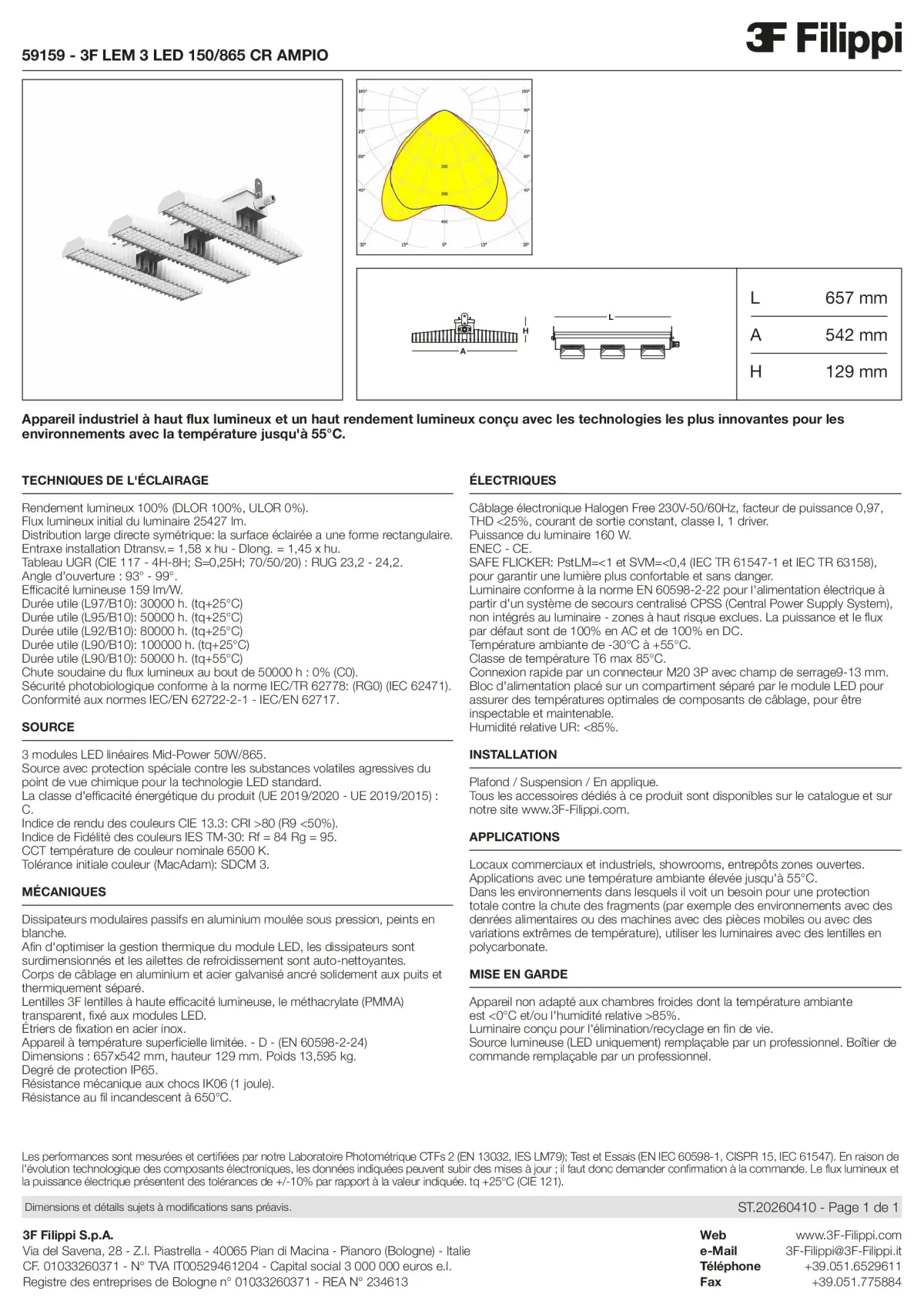 59159 - 3F LEM 3 LED 150-865 CR AMPIO - Datasheet - fr