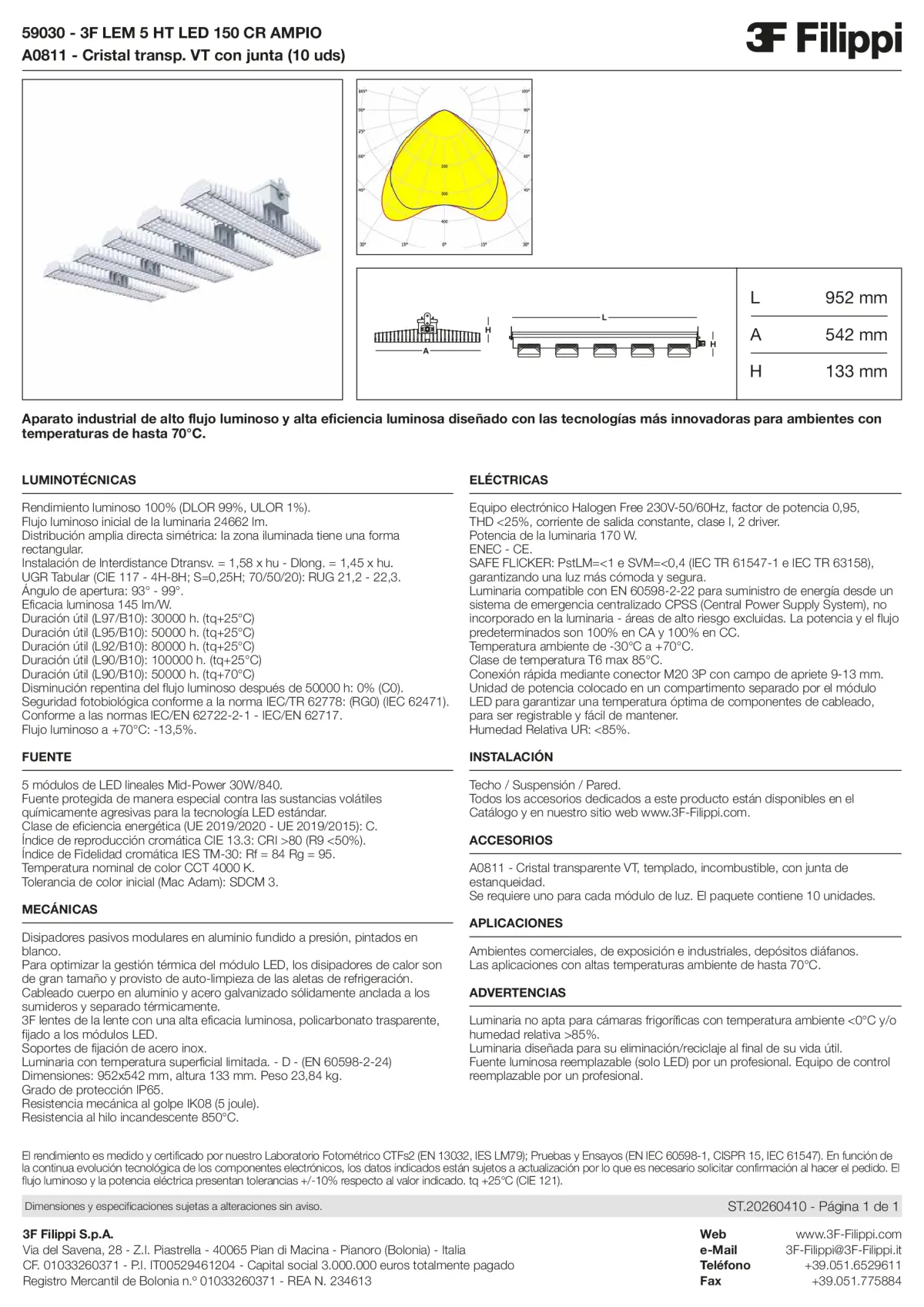 59030+A0811 - 3F LEM 5 HT LED 150 CR AMPIO + VT - Datasheet - es