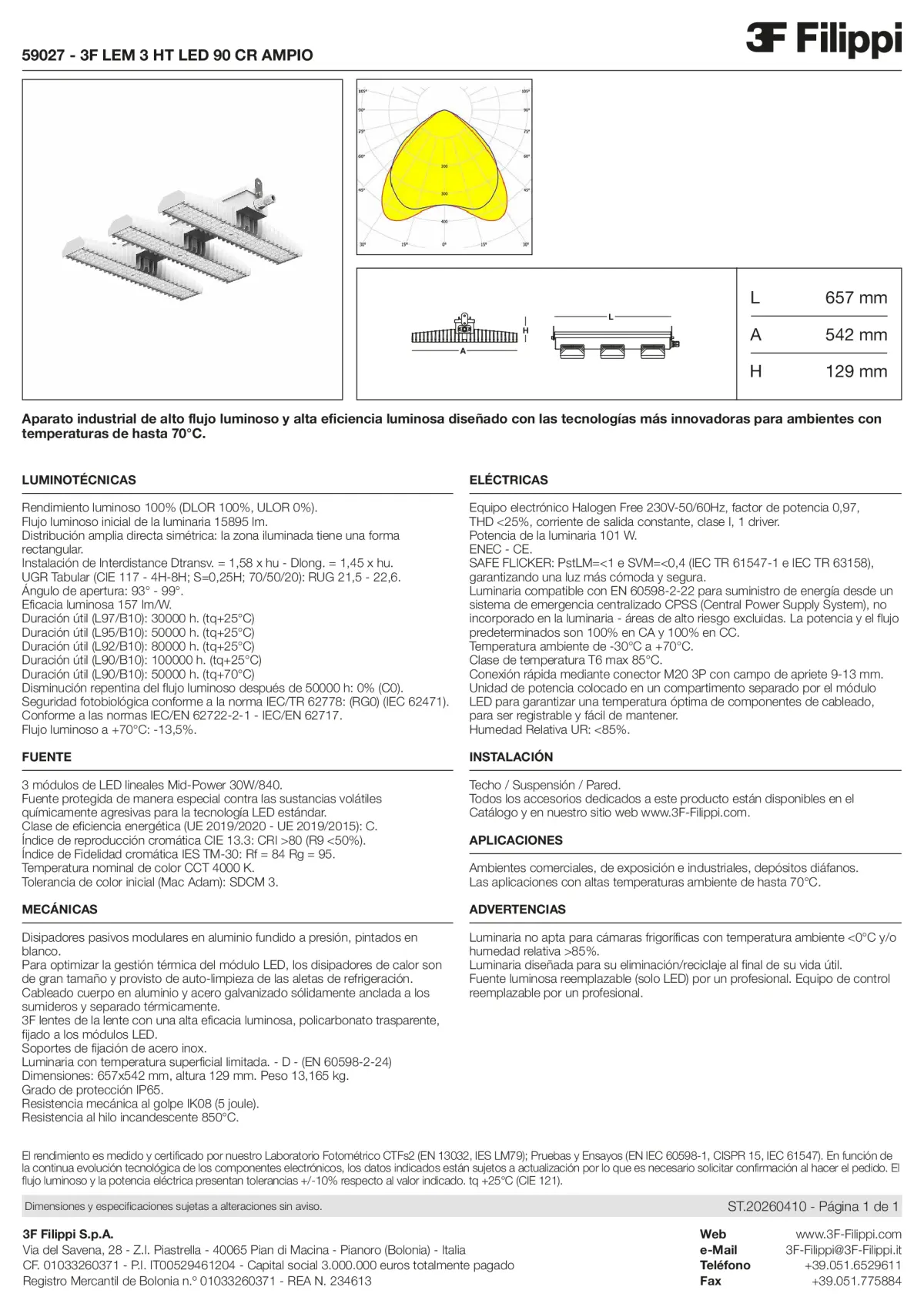 59027 - 3F LEM 3 HT LED 90 CR AMPIO - Datasheet - es
