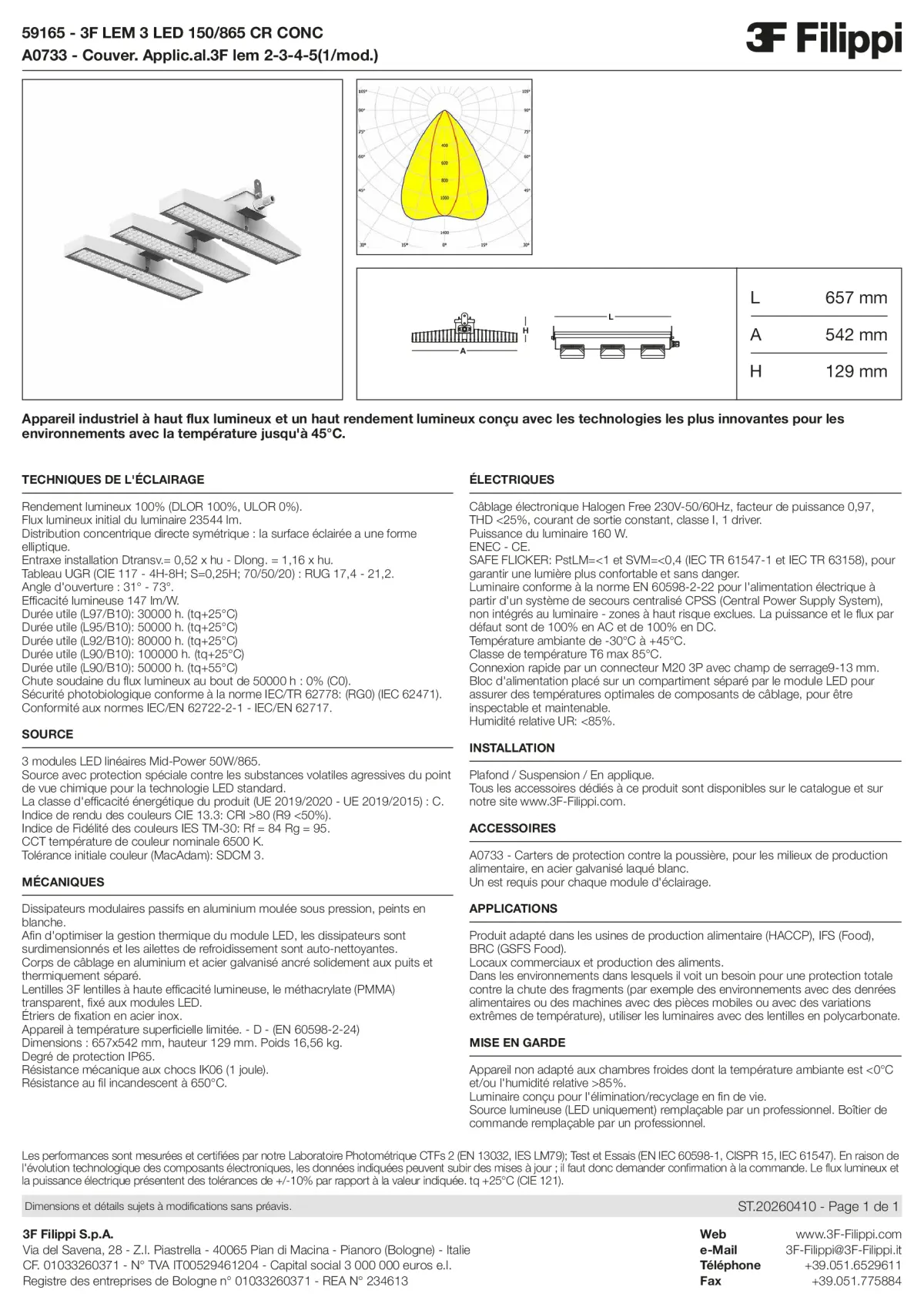 59165+A0733 - 3F LEM 3 LED 150-865 CR CONC + FOOD - Datasheet - fr