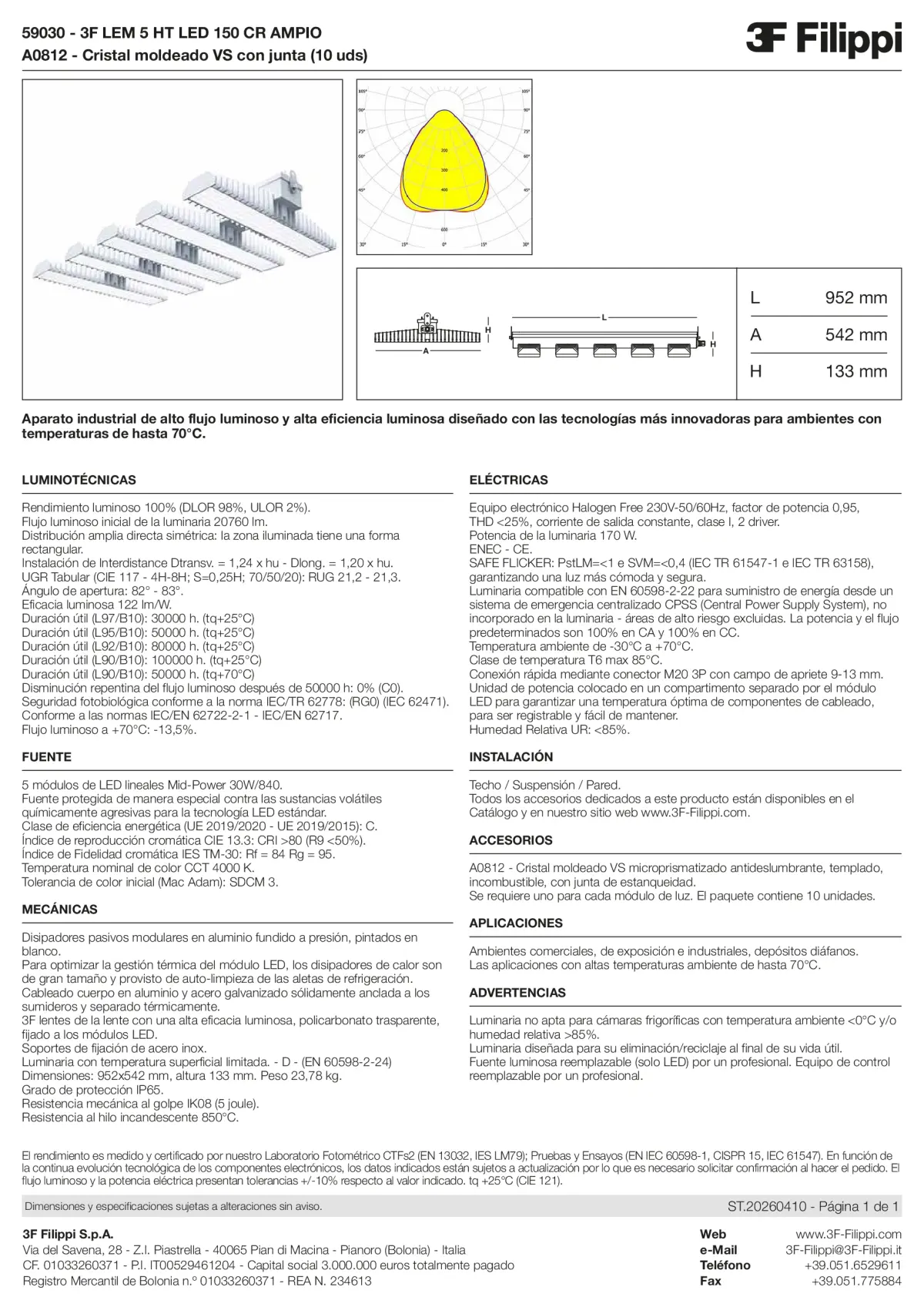 59030+A0812 - 3F LEM 5 HT LED 150 CR AMPIO + VS - Datasheet - es