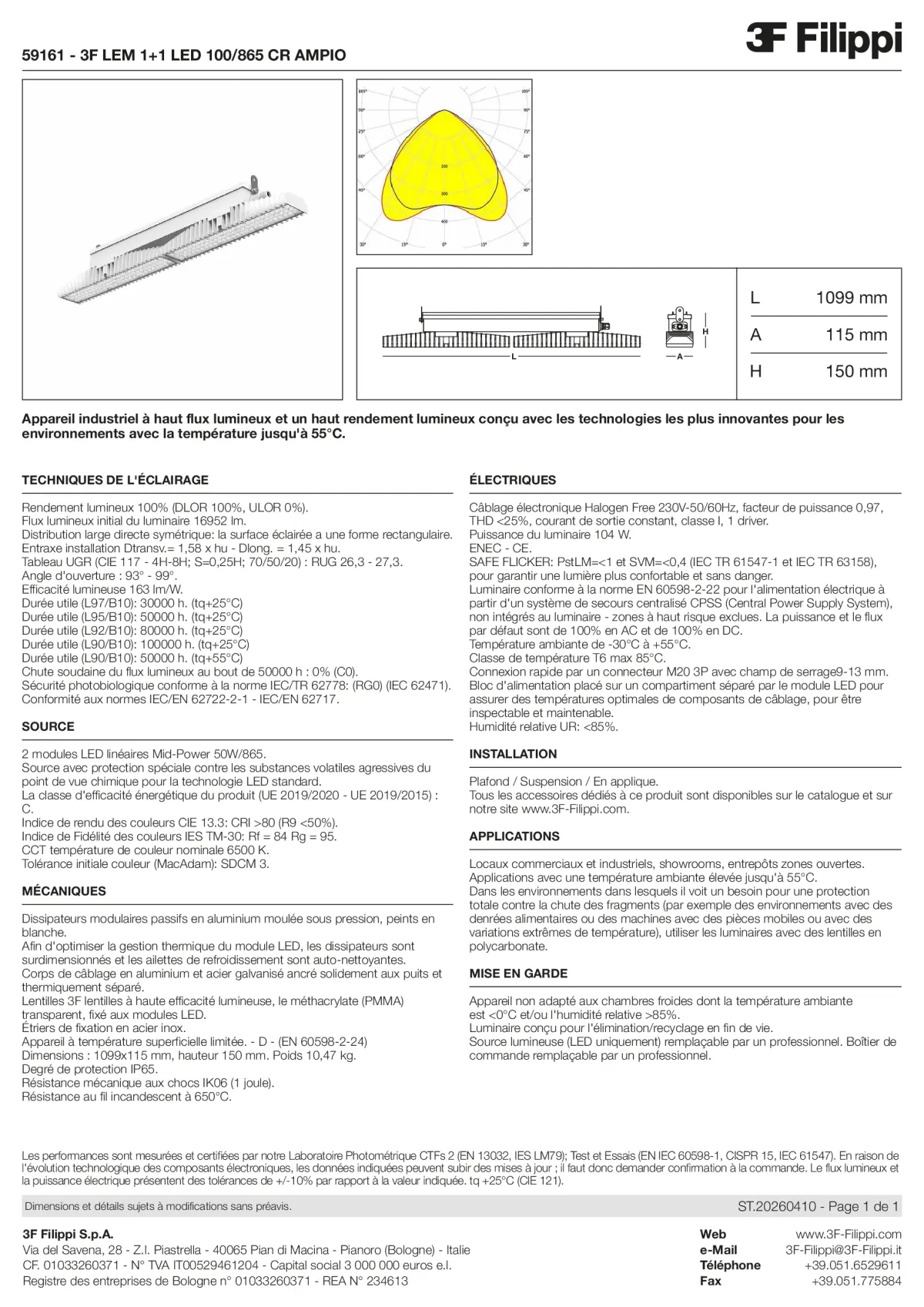 59161 - 3F LEM 1+1 LED 100-865 CR AMPIO - Datasheet - fr