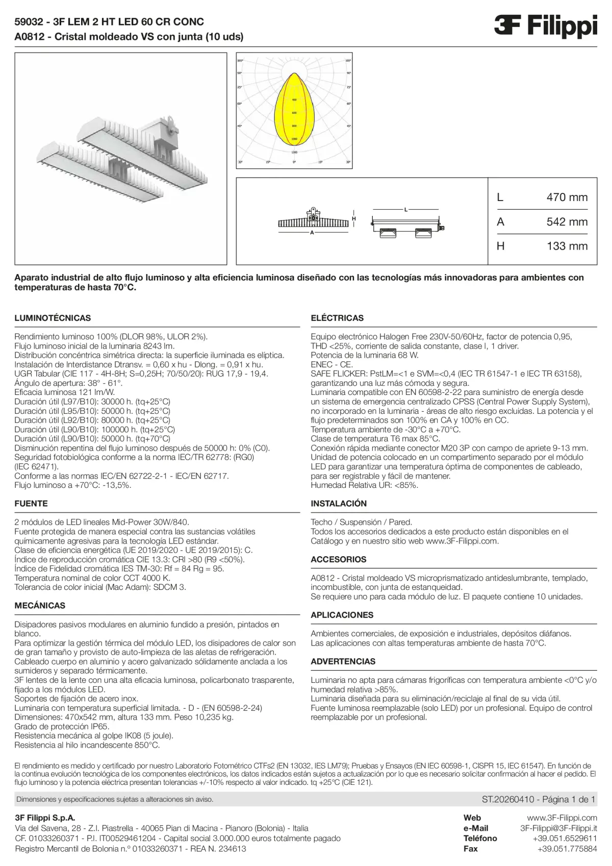 59032+A0812 - 3F LEM 2 HT LED 60 CR CONC + VS - Datasheet - es