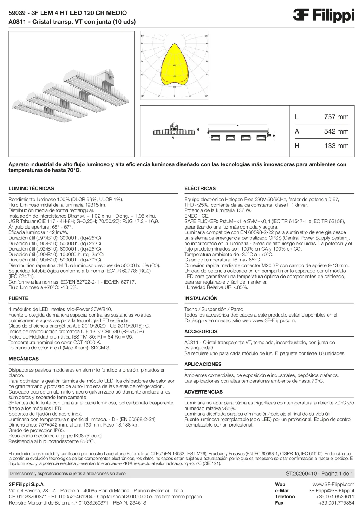 59039+A0811 - 3F LEM 4 HT LED 120 CR MEDIO + VT - Datasheet - es