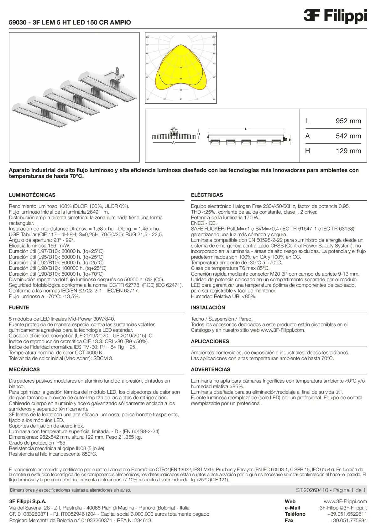 59030 - 3F LEM 5 HT LED 150 CR AMPIO - Datasheet - es
