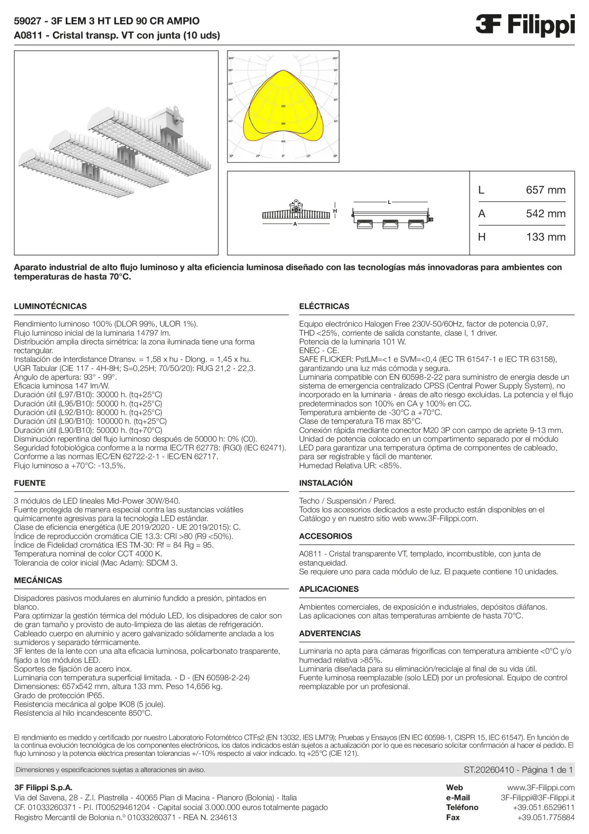 59027+A0811 - 3F LEM 3 HT LED 90 CR AMPIO + VT - Datasheet - es