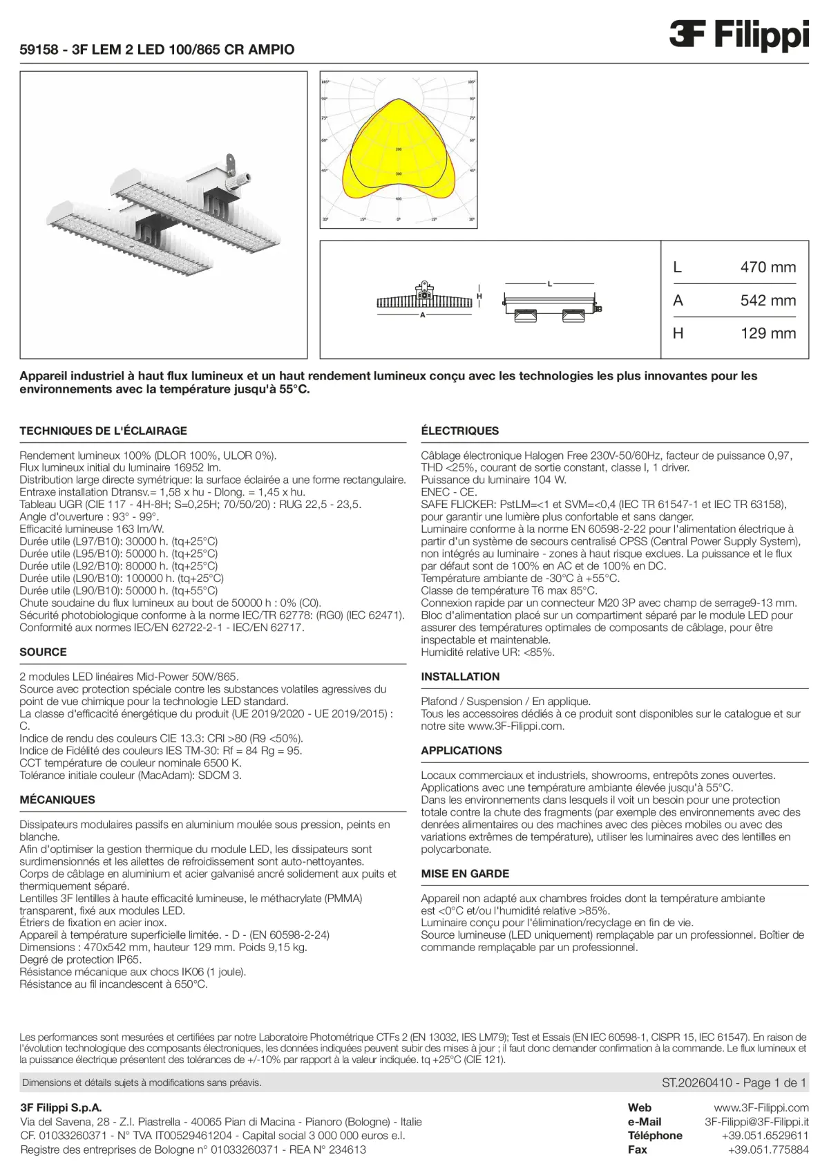 59158 - 3F LEM 2 LED 100-865 CR AMPIO - Datasheet - fr
