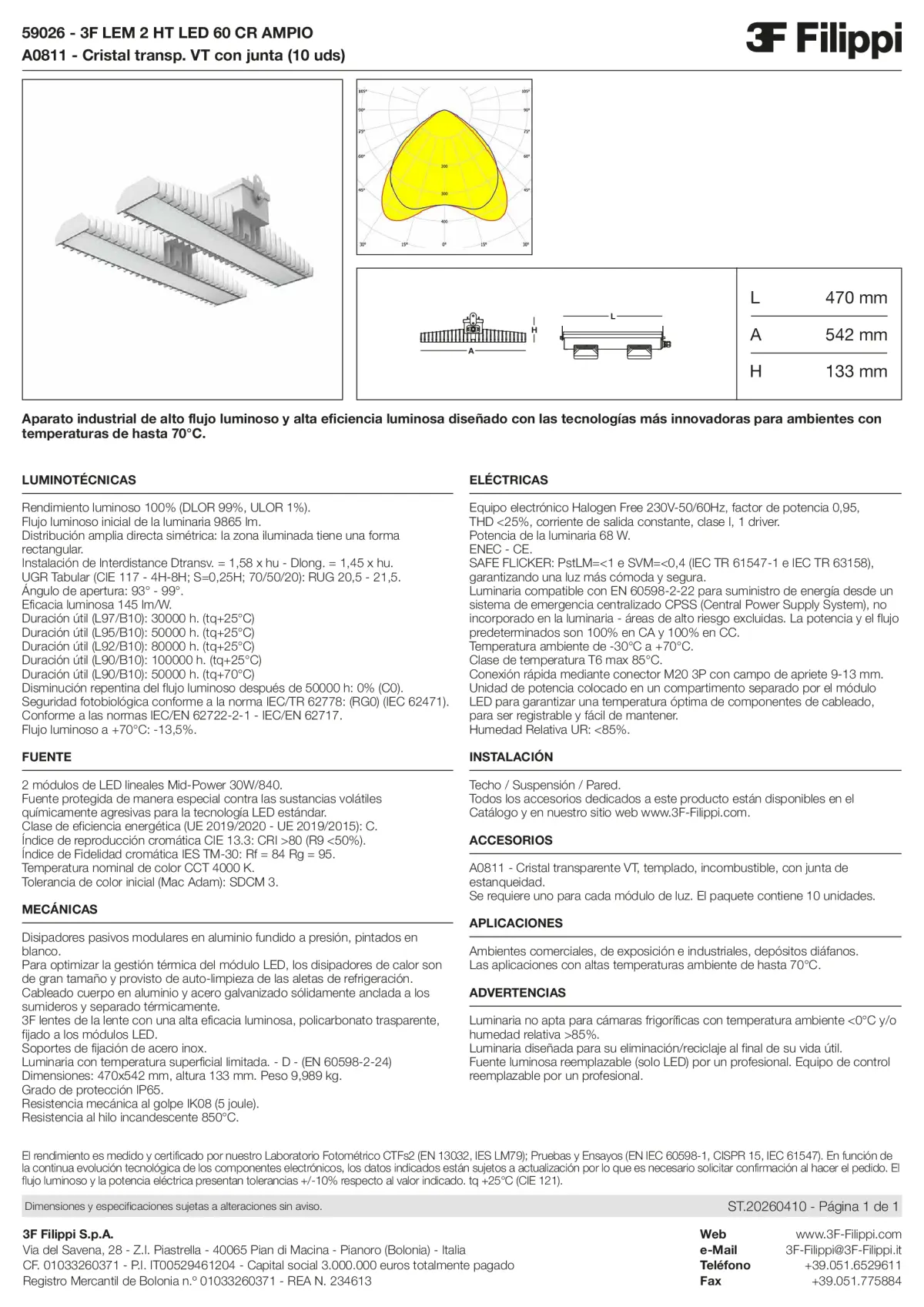 59026+A0811 - 3F LEM 2 HT LED 60 CR AMPIO + VT - Datasheet - es