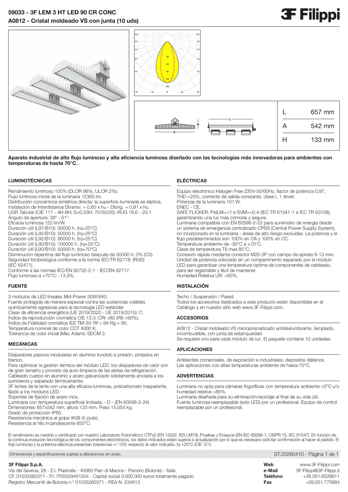 59033+A0812 - 3F LEM 3 HT LED 90 CR CONC + VS - Datasheet - es
