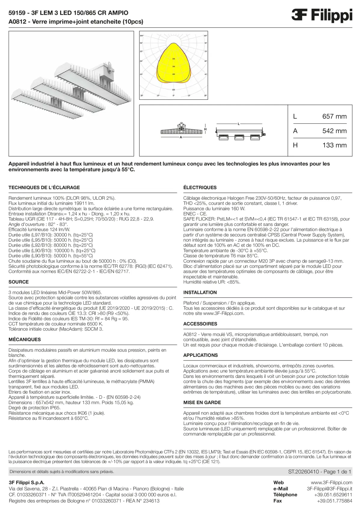 59159+A0812 - 3F LEM 3 LED 150-865 CR AMPIO + VS - Datasheet - fr