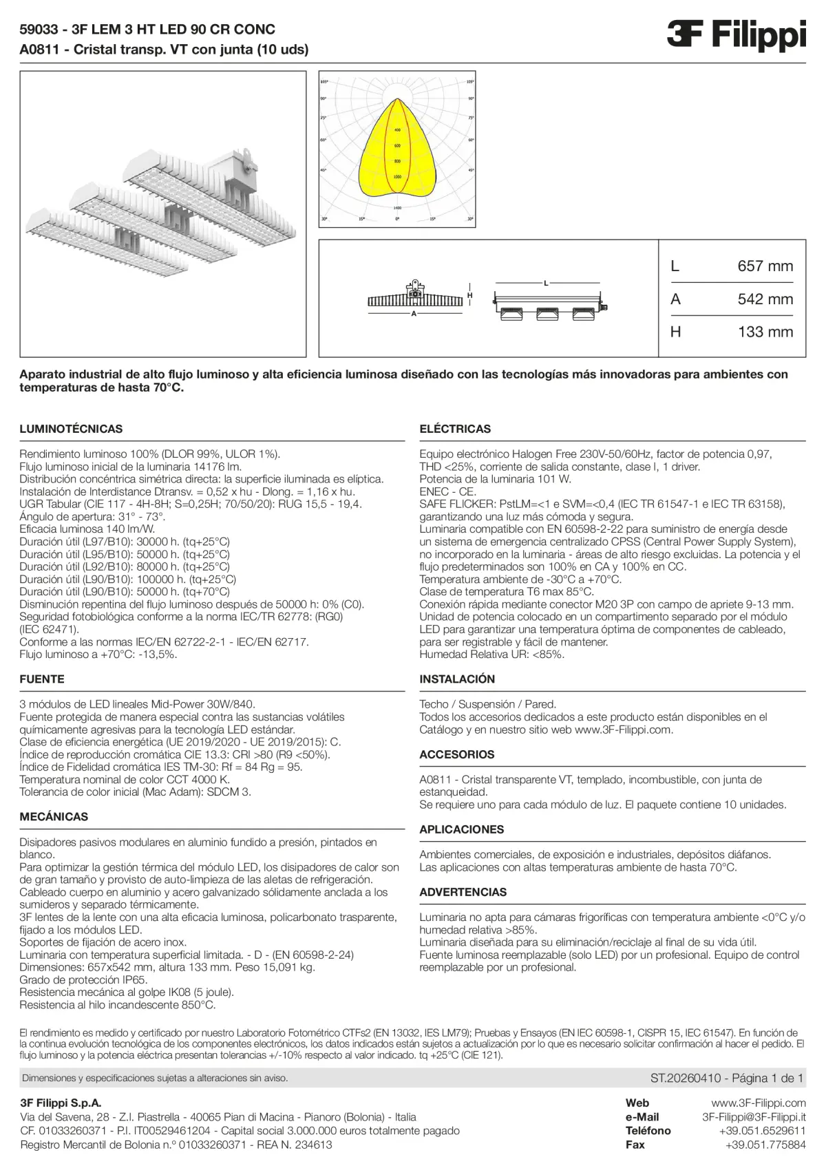 59033+A0811 - 3F LEM 3 HT LED 90 CR CONC + VT - Datasheet - es