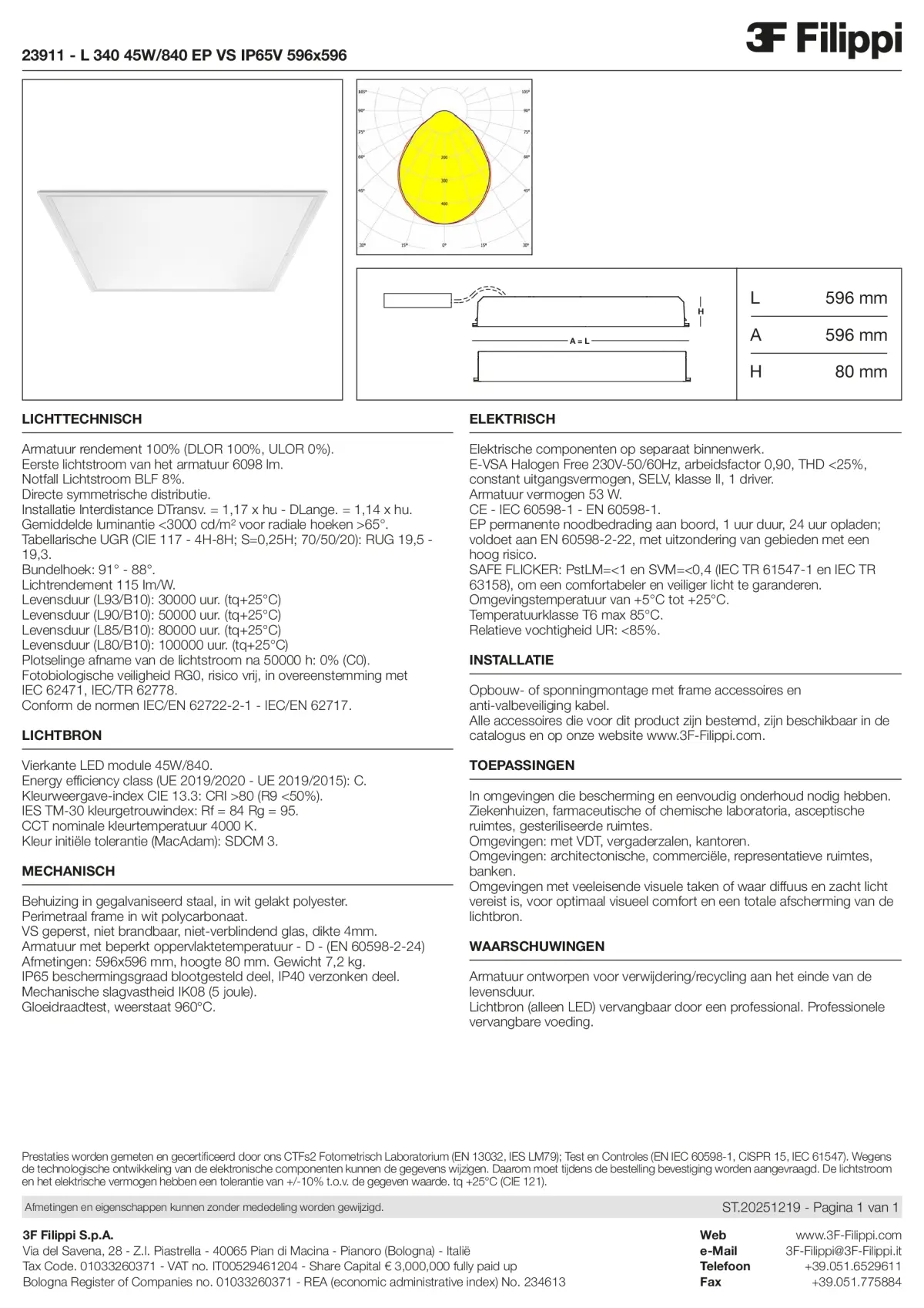 23911 - L 340 45W-840 EP VS IP65V 596x596 - Datasheet - nl
