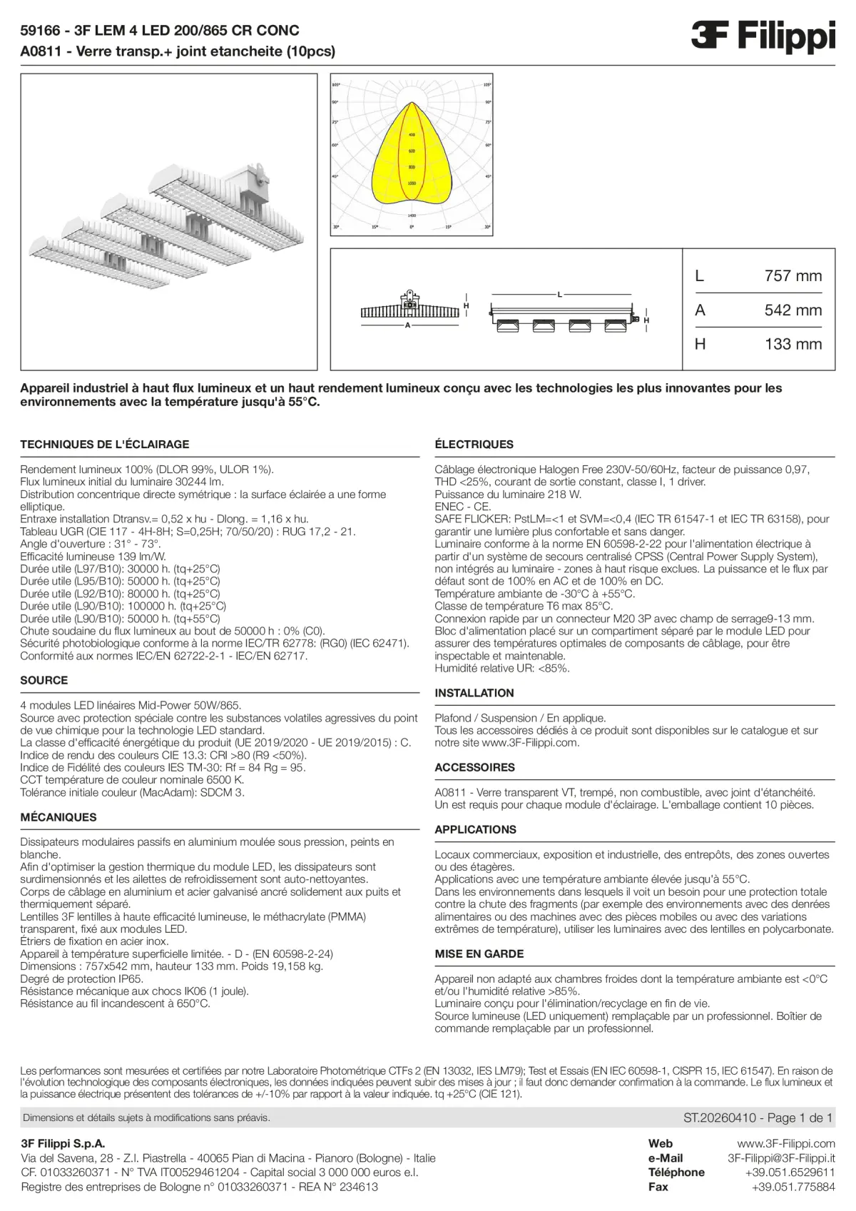 59166+A0811 - 3F LEM 4 LED 200-865 CR CONC + VT - Datasheet - fr