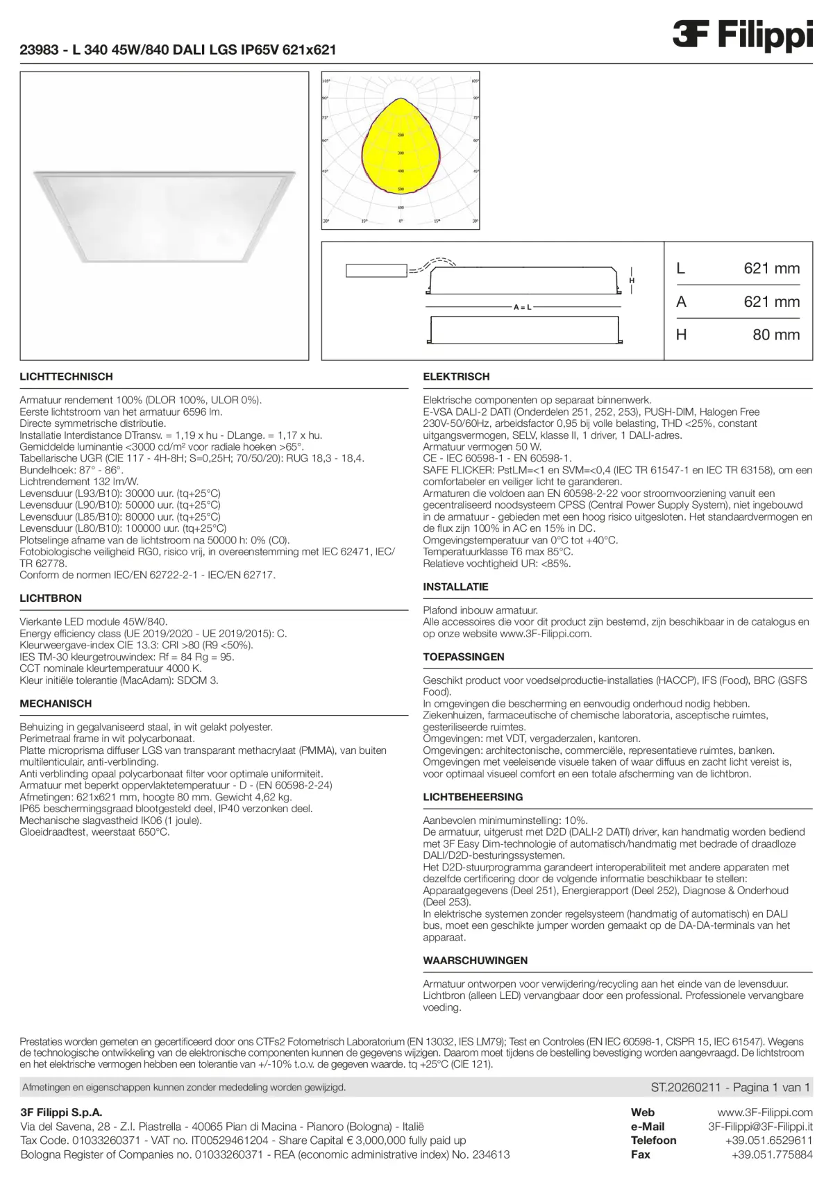 23983 - L 340 45W-840 DALI LGS IP65V 621x621 - Datasheet - nl