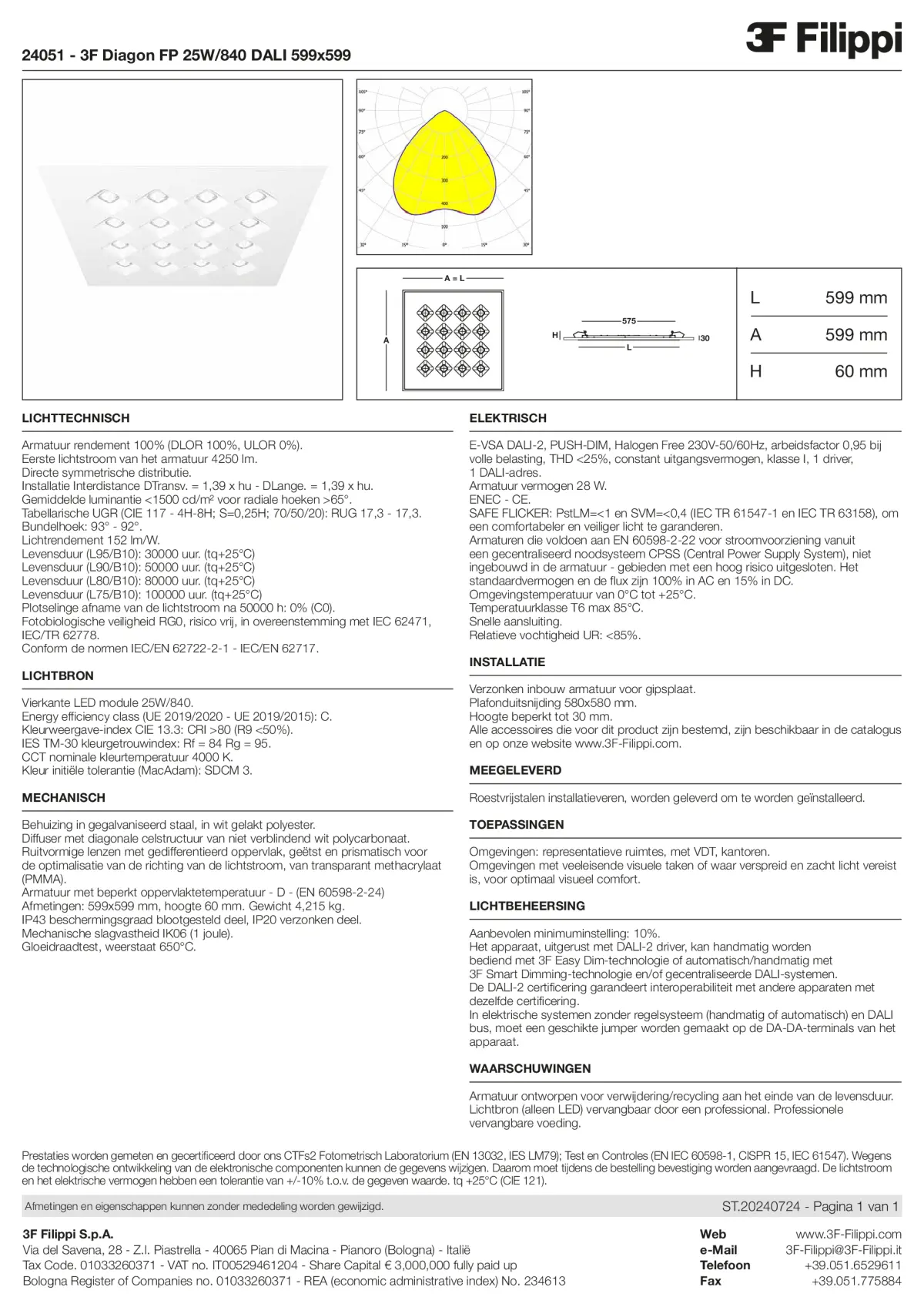 24051 - 3F Diagon FP 25W-840 DALI 599x599 - Datasheet - nl