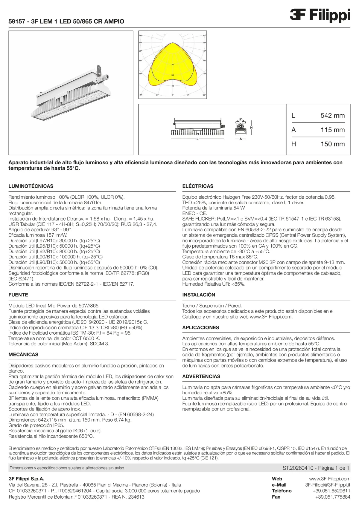 59157 - 3F LEM 1 LED 50-865 CR AMPIO - Datasheet - es