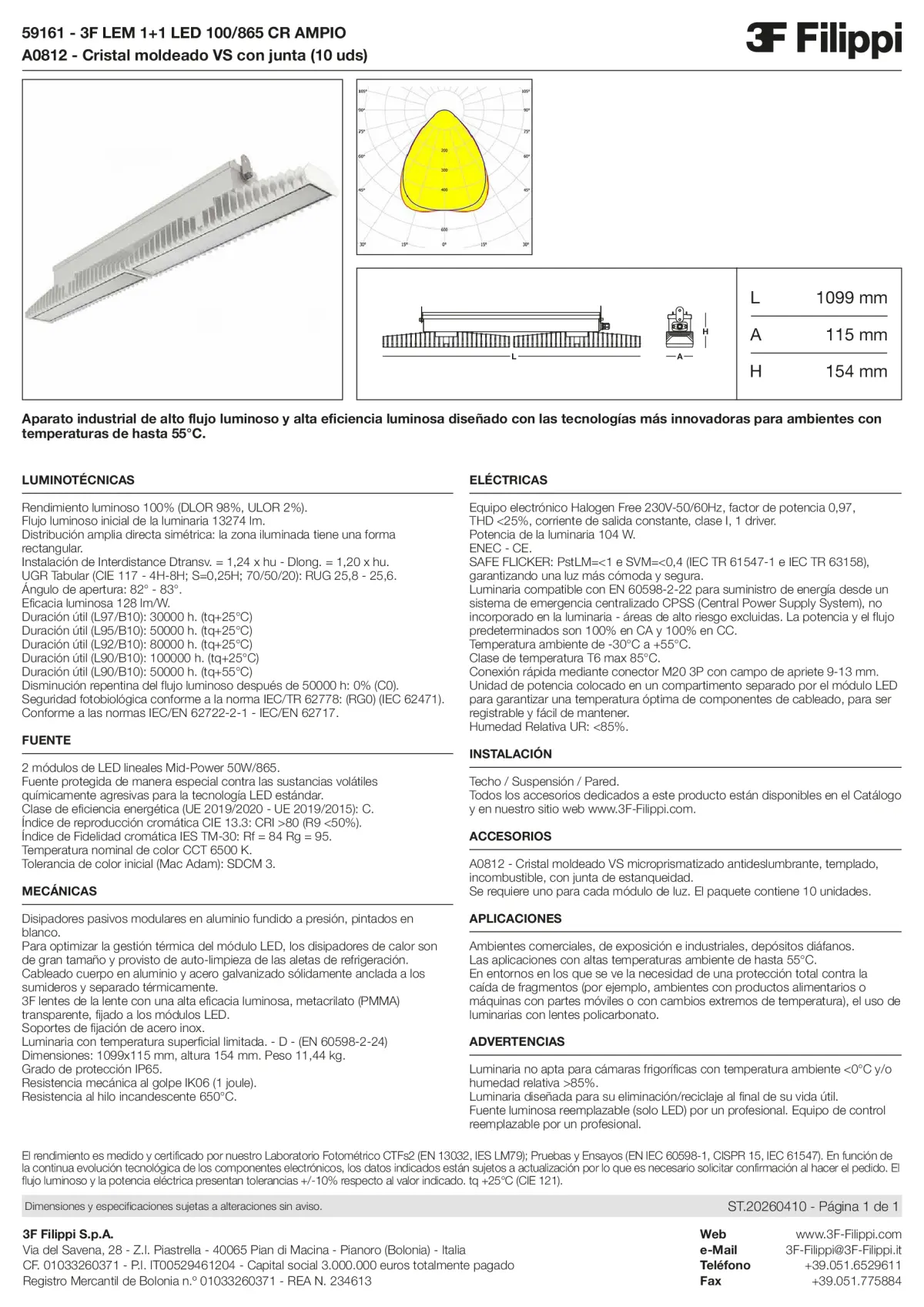 59161+A0812 - 3F LEM 1+1 LED 100-865 CR AMPIO + VS - Datasheet - es