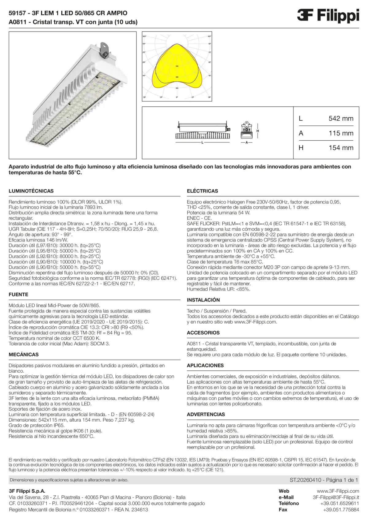 59157+A0811 - 3F LEM 1 LED 50-865 CR AMPIO + VT - Datasheet - es