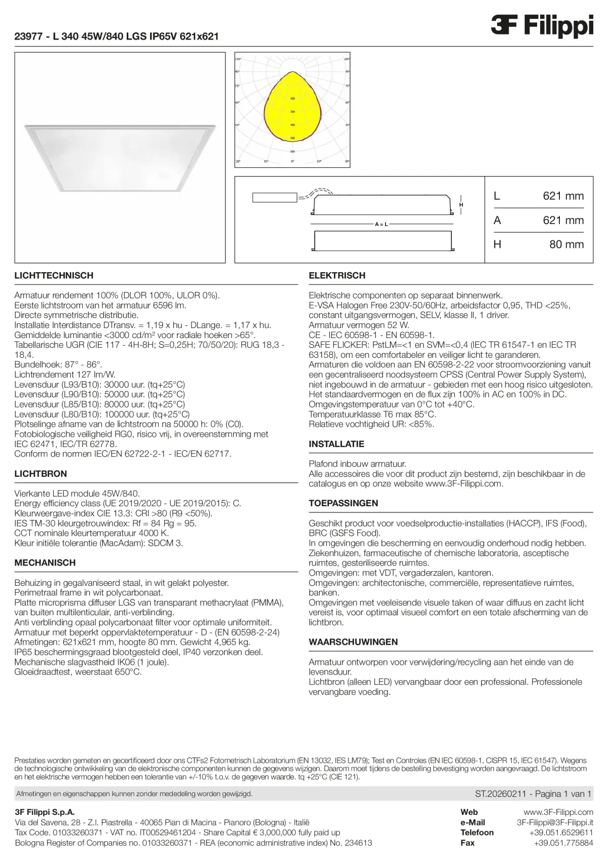 23977 - L 340 45W-840 LGS IP65V 621x621 - Datasheet - nl