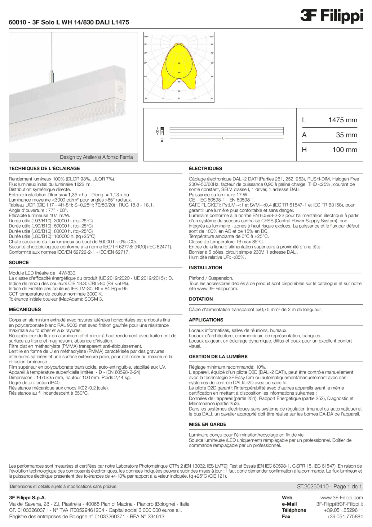 60010 - 3F Solo L WH 14-830 DALI L1475 - Datasheet - fr