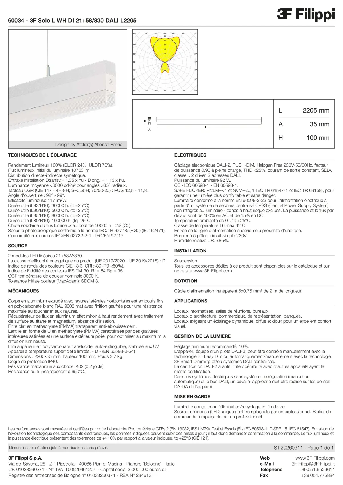 60034 - 3F Solo L WH DI 21+58-830 DALI L2205 - Datasheet - fr