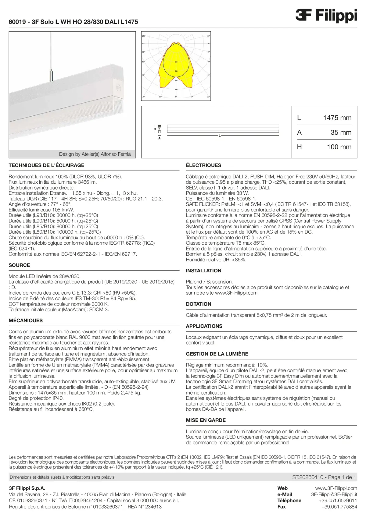 60019 - 3F Solo L WH HO 28-830 DALI L1475 - Datasheet - fr
