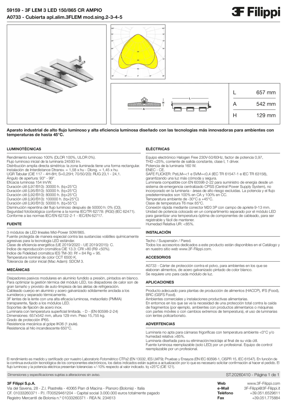 59159+A0733 - 3F LEM 3 LED 150-865 CR AMPIO + FOOD - Datasheet - es