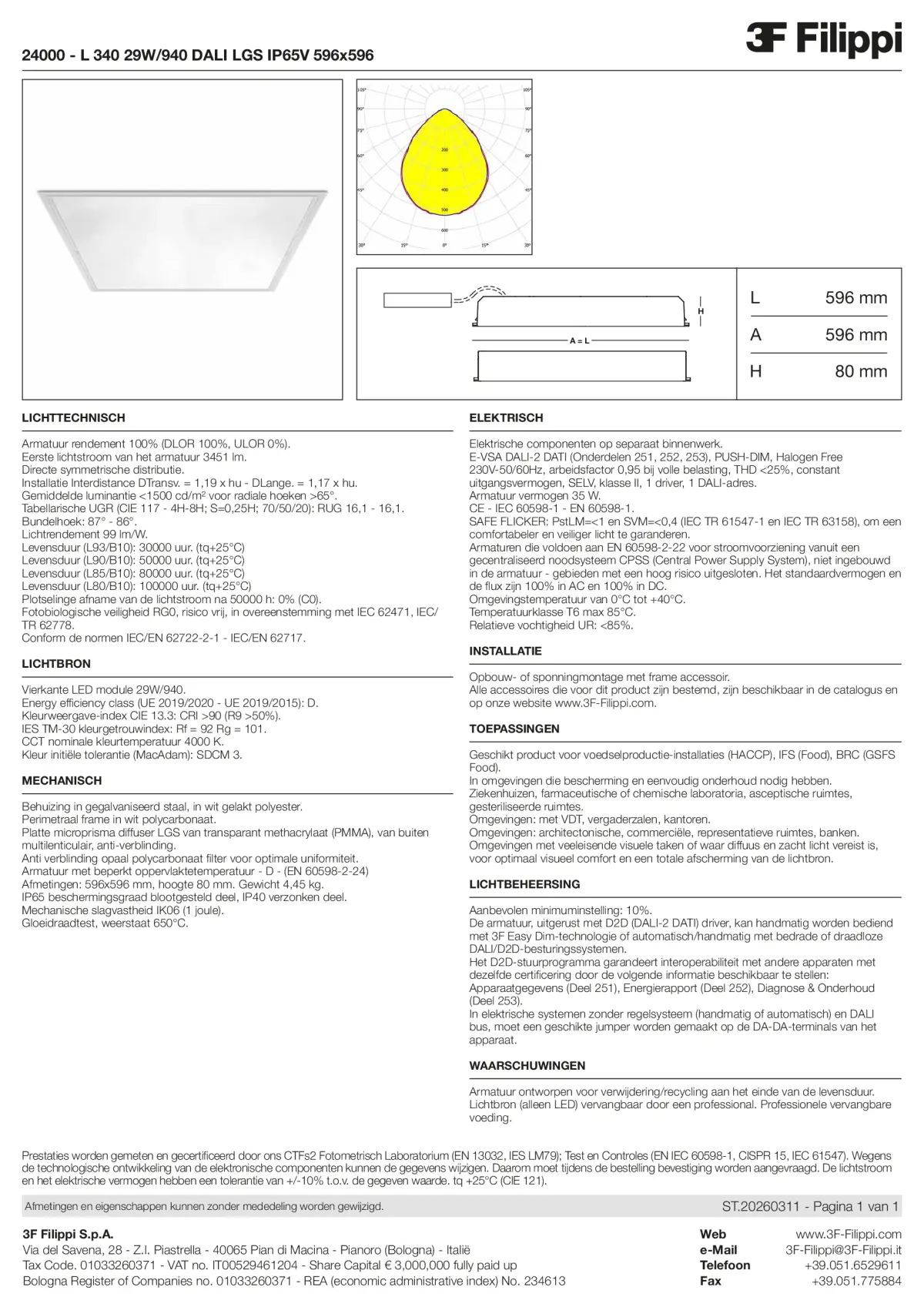 24000 - L 340 29W-940 DALI LGS IP65V 596x596 - Datasheet - nl