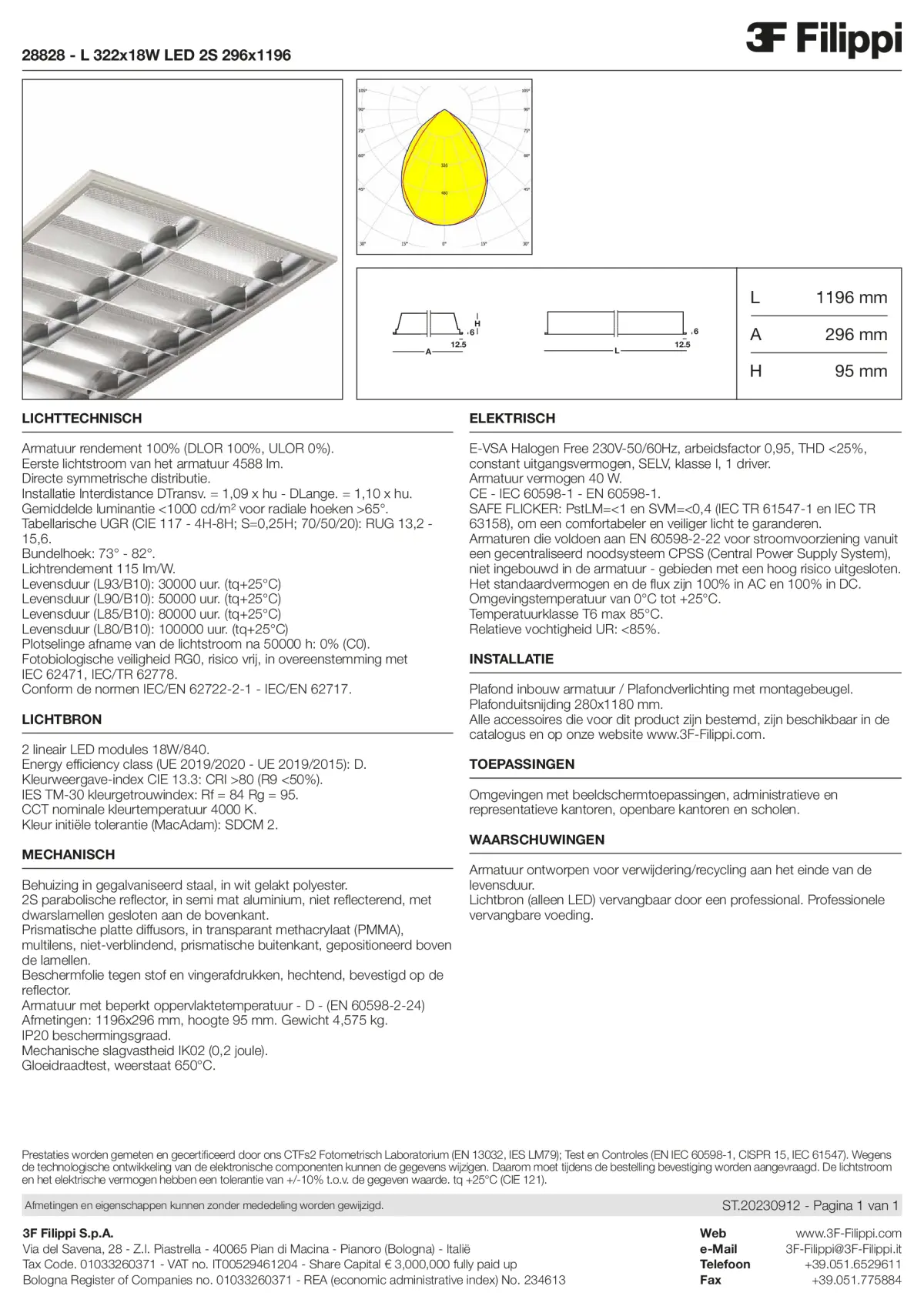 28828 - L 322x18W LED 2S 296x1196 - Datasheet - nl