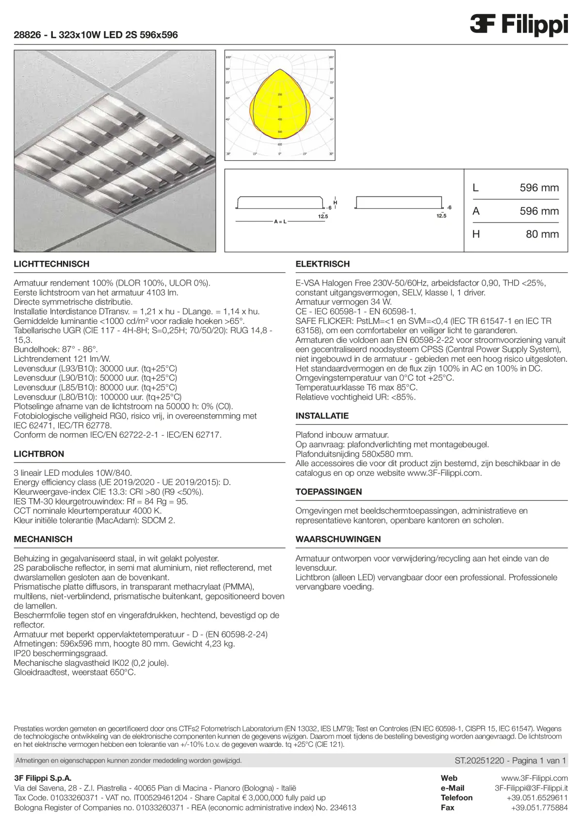 28826 - L 323x10W LED 2S 596x596 - Datasheet - nl