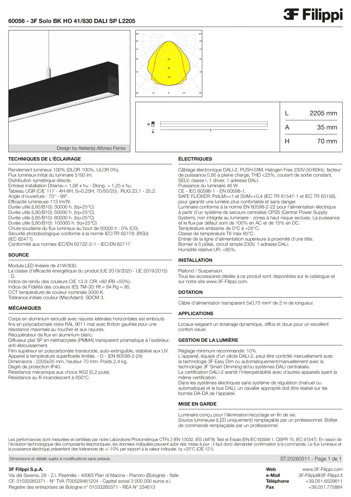 60056 - 3F Solo BK HO 41-830 DALI SP L2205 - Datasheet - fr
