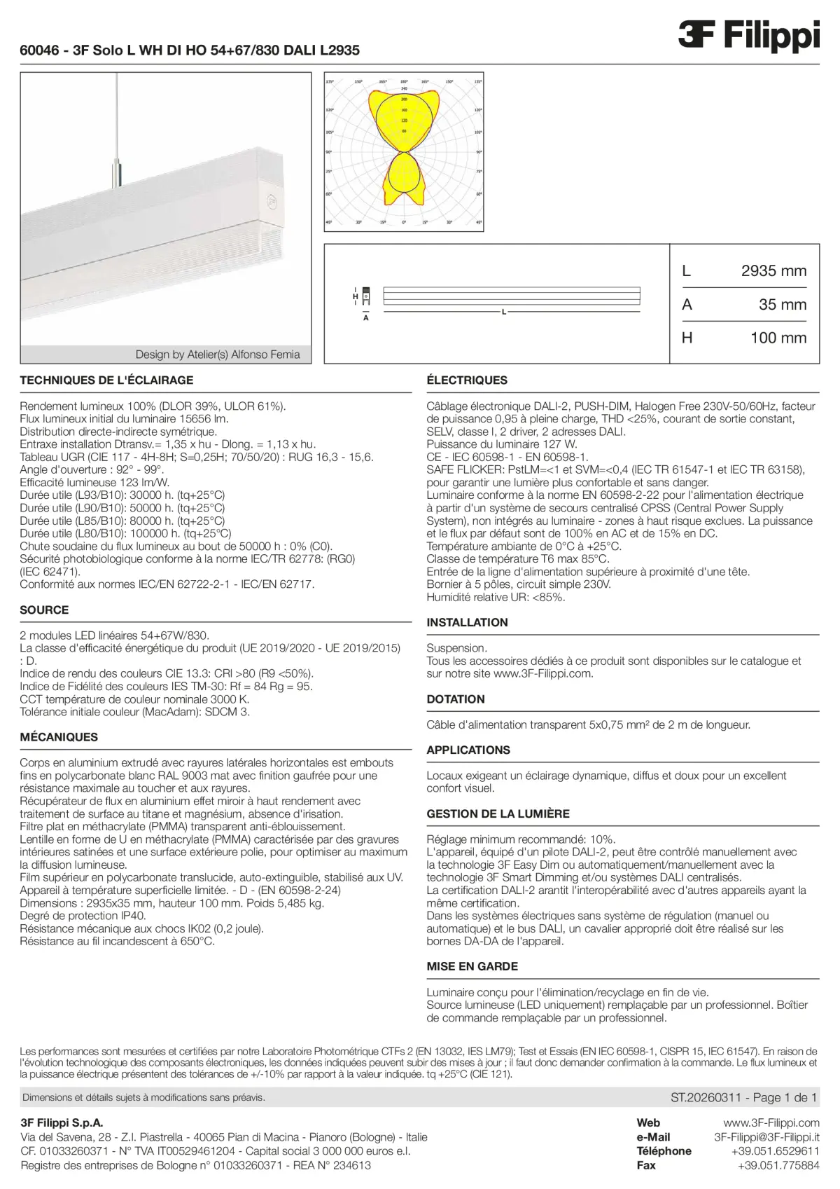 60046 - 3F Solo L WH DI HO 54+67-830 DALI L2935 - Datasheet - fr