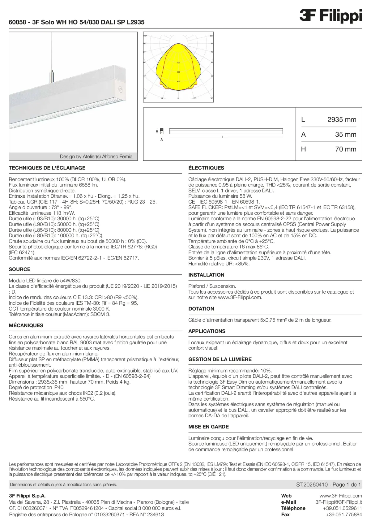 60058 - 3F Solo WH HO 54-830 DALI SP L2935 - Datasheet - fr