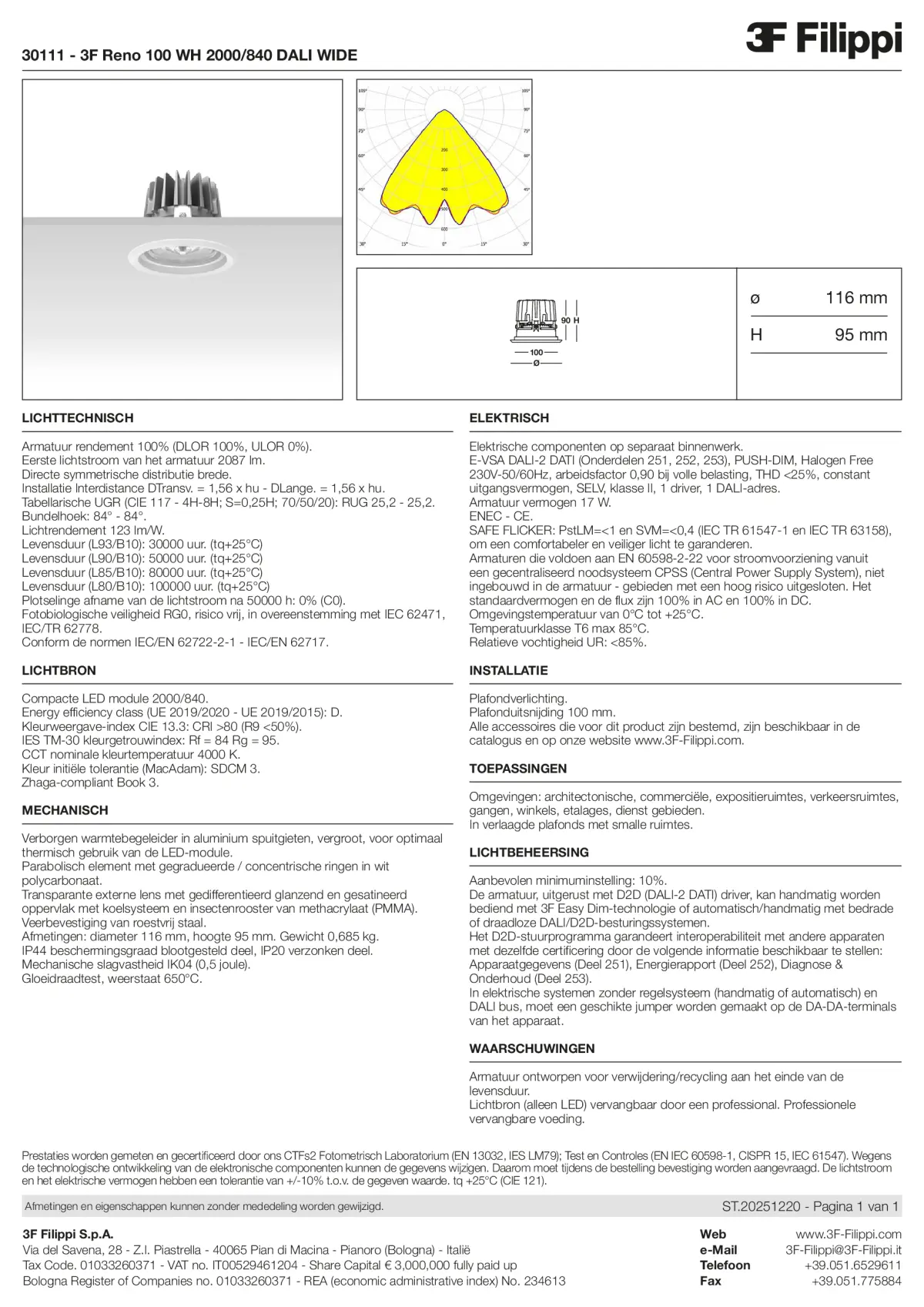 30111 - 3F Reno 100 WH 2000-840 DALI WIDE - Datasheet - nl