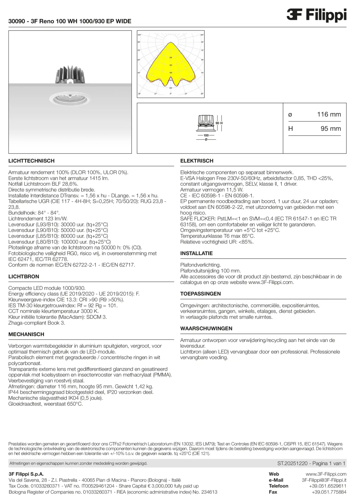 30090 - 3F Reno 100 WH 1000-930 EP WIDE - Datasheet - nl